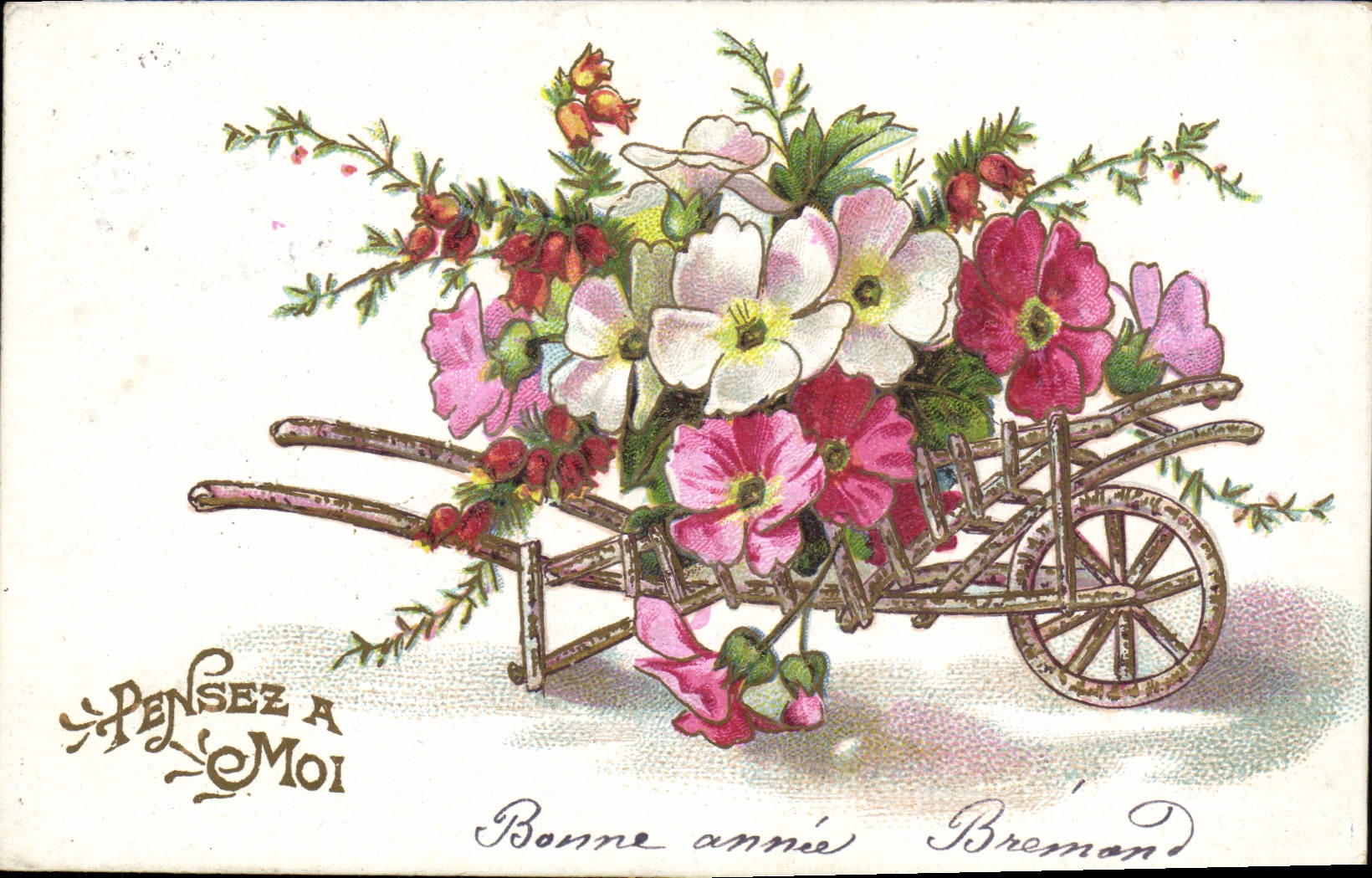 CPA Fantaisie Fleurs Brouette 