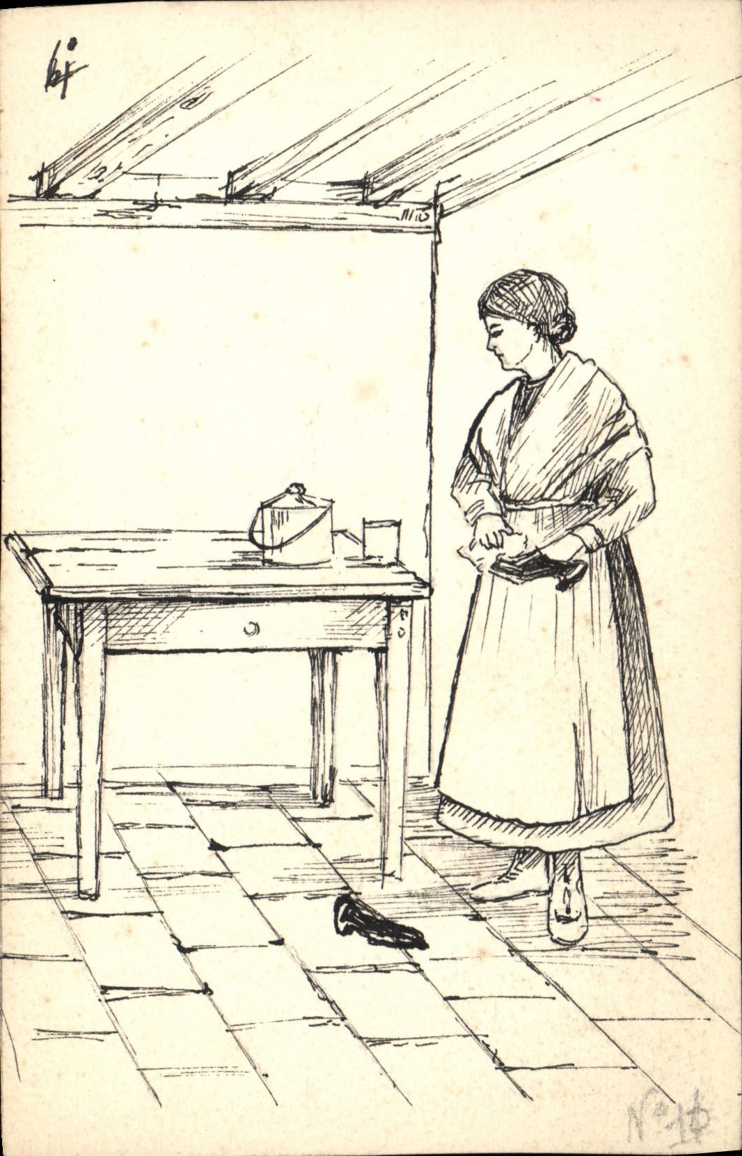 CPA Fantaisie (dessin a la main) Femme