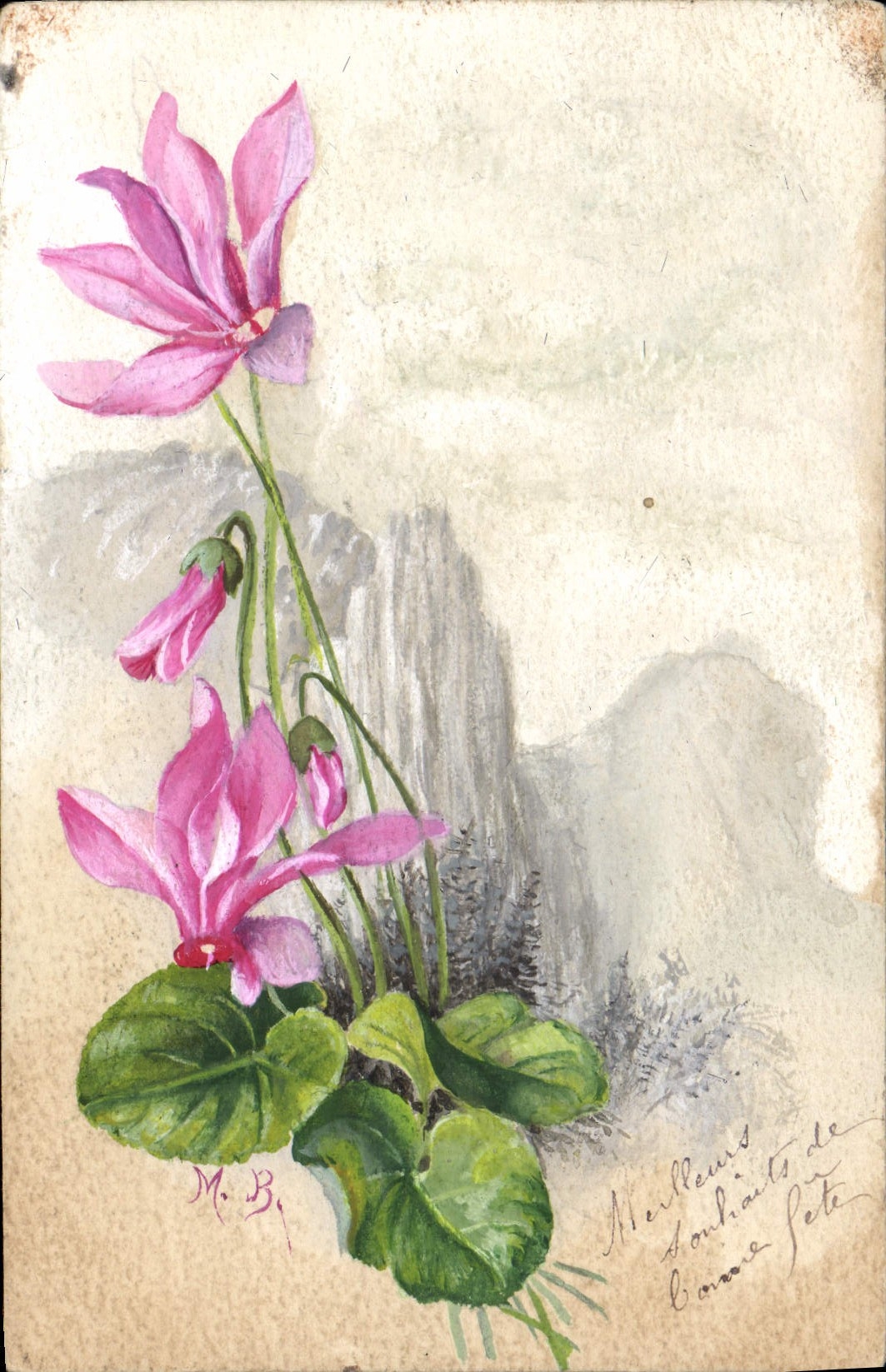 CPA Fantaisie (dessin a la main) Fleurs