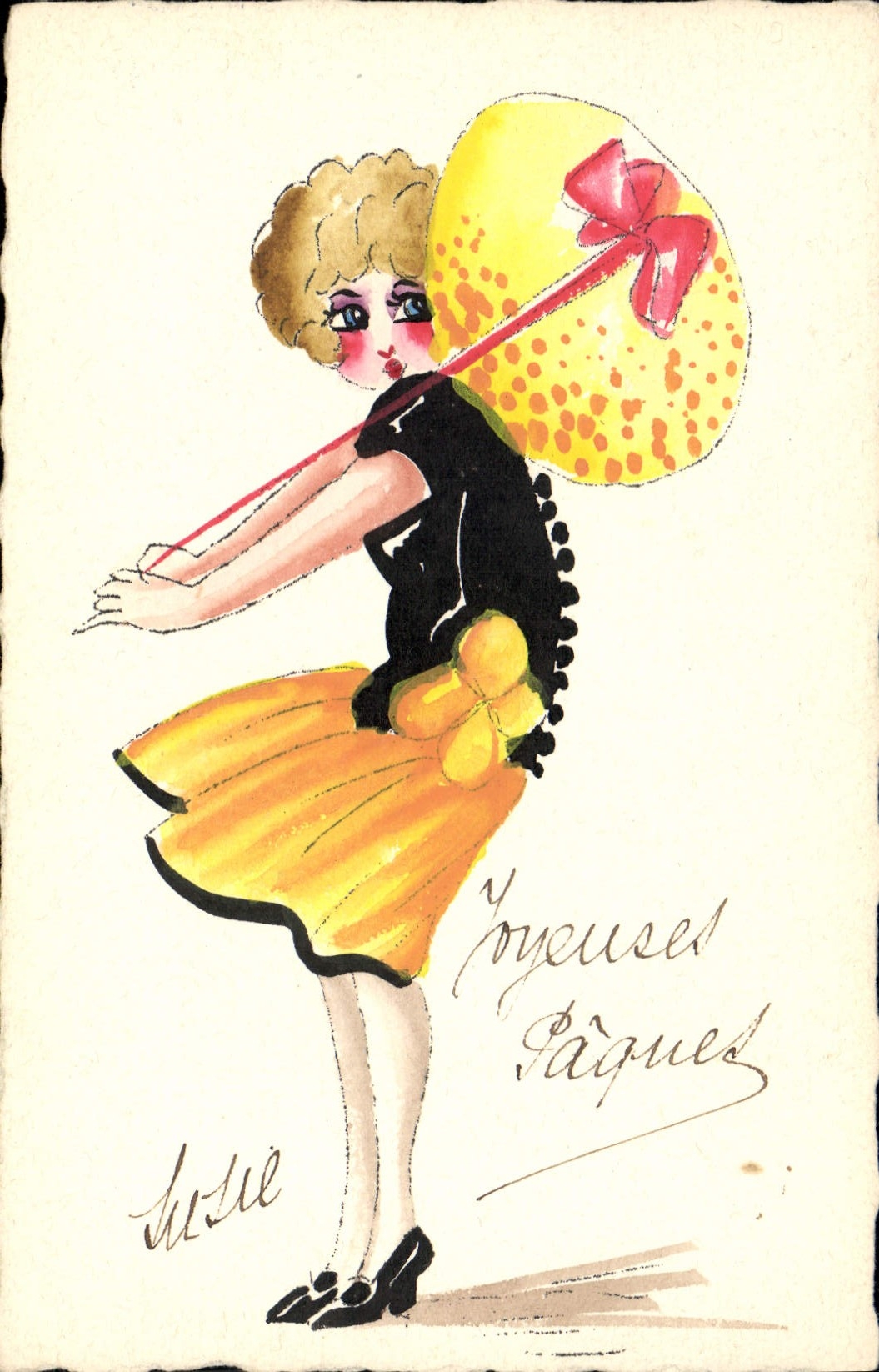 CPA Fantaisie (dessin a la main) Femme Oeuf 