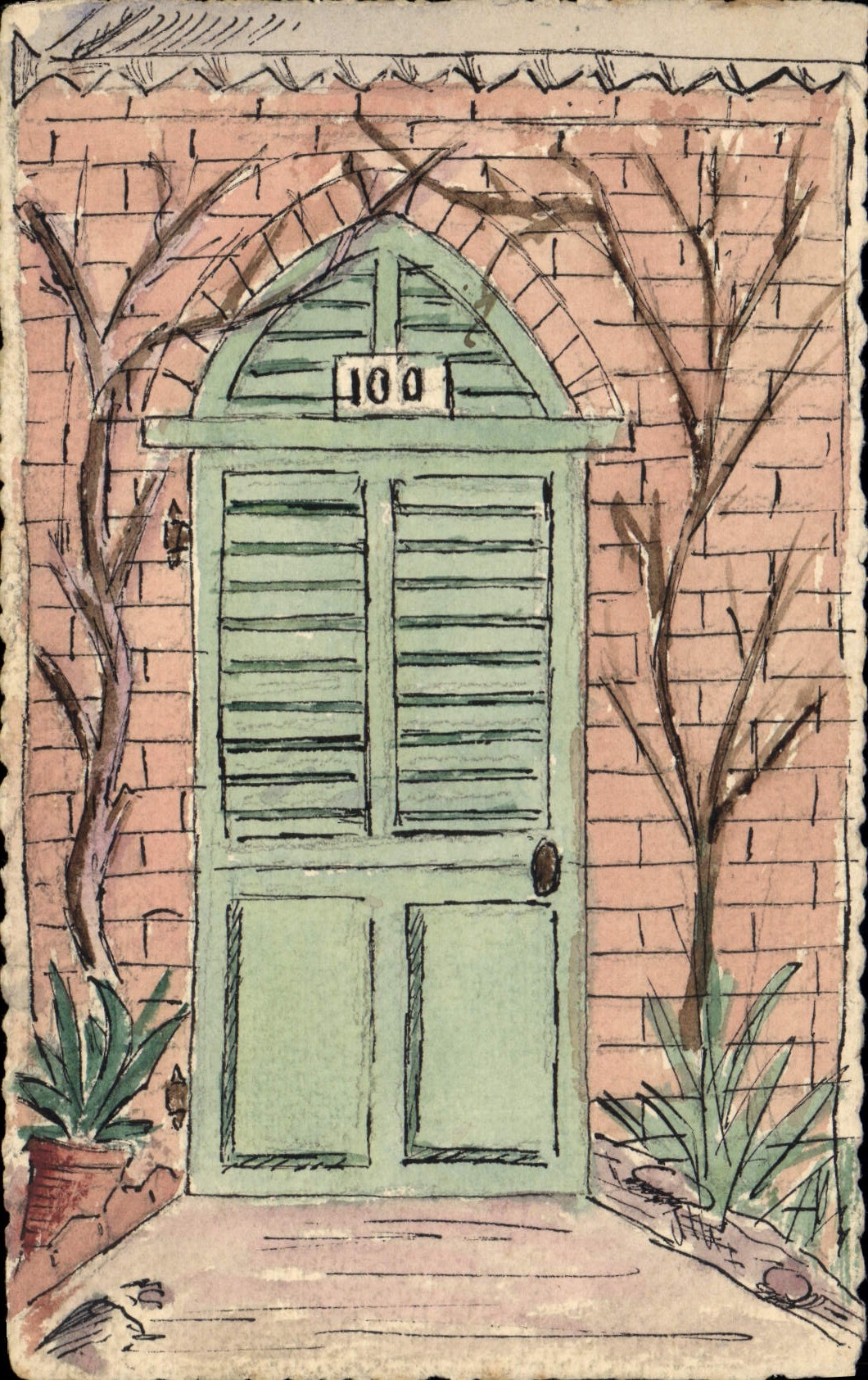 CPA Fantaisie (dessin a la main) Porte 