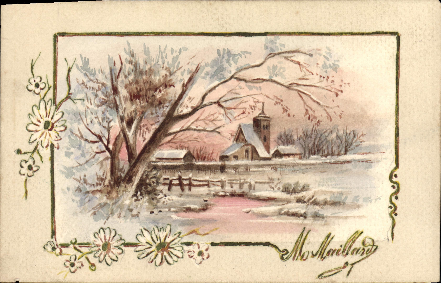 CPA Fantaisie (dessin a la main) Village