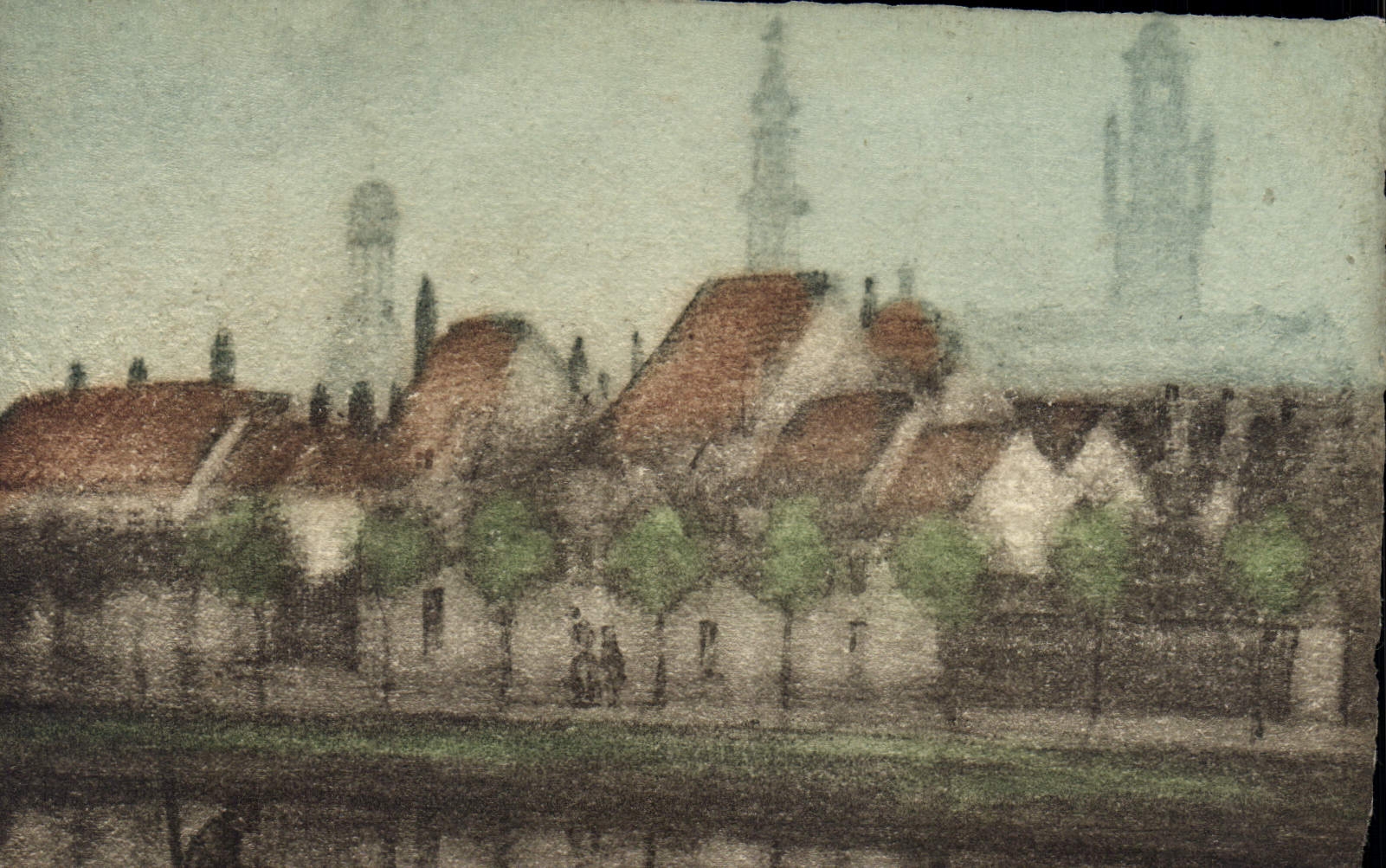 CPA Fantaisie (dessin a la main) Village