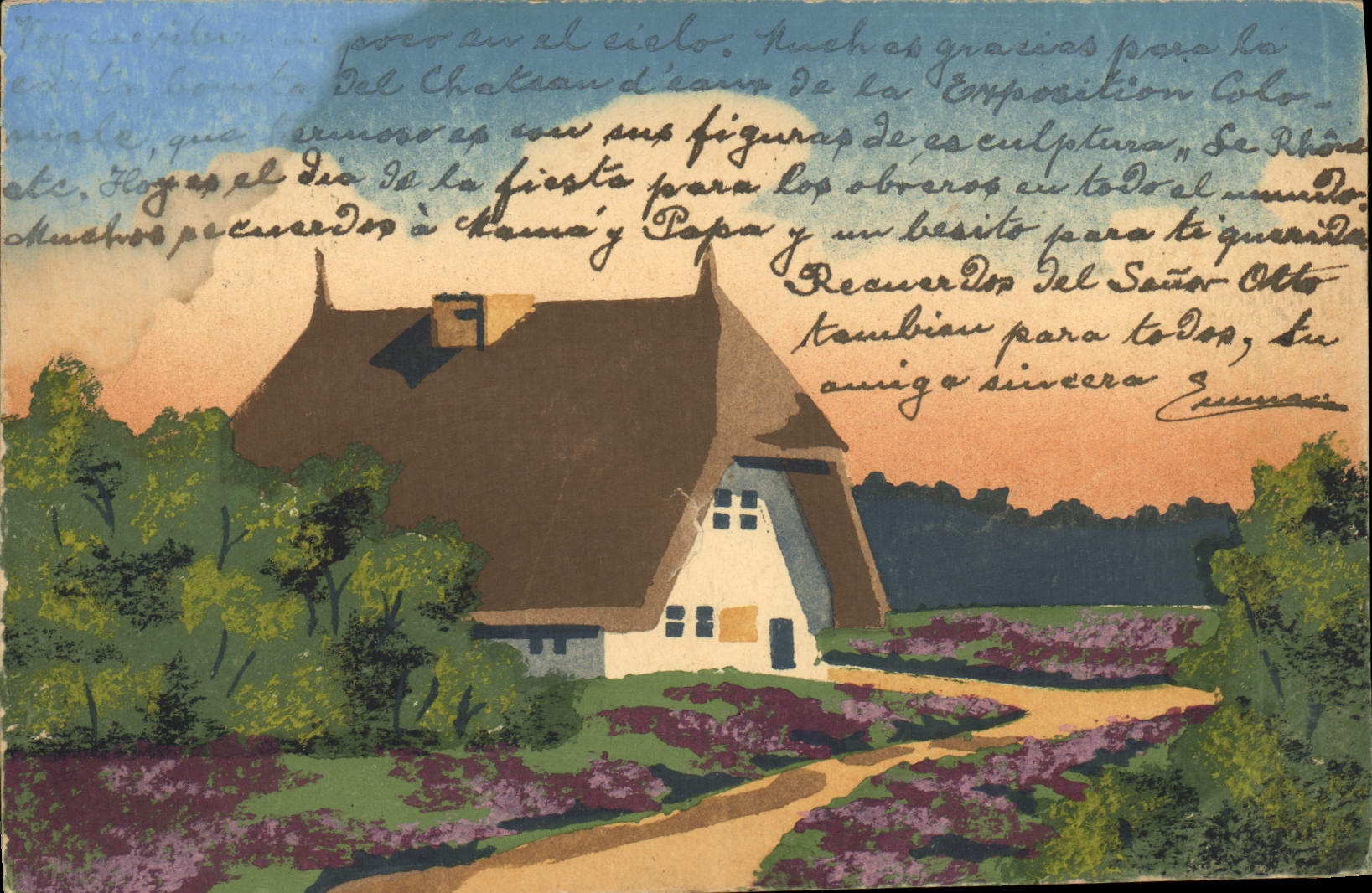 CPA Fantaisie (dessin a la main) Maison