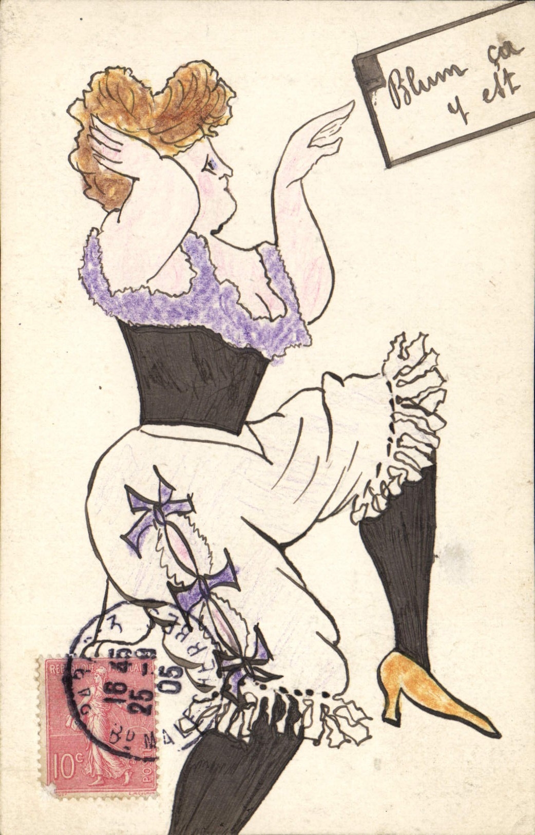 CPA Fantaisie (dessin a la main) Femme