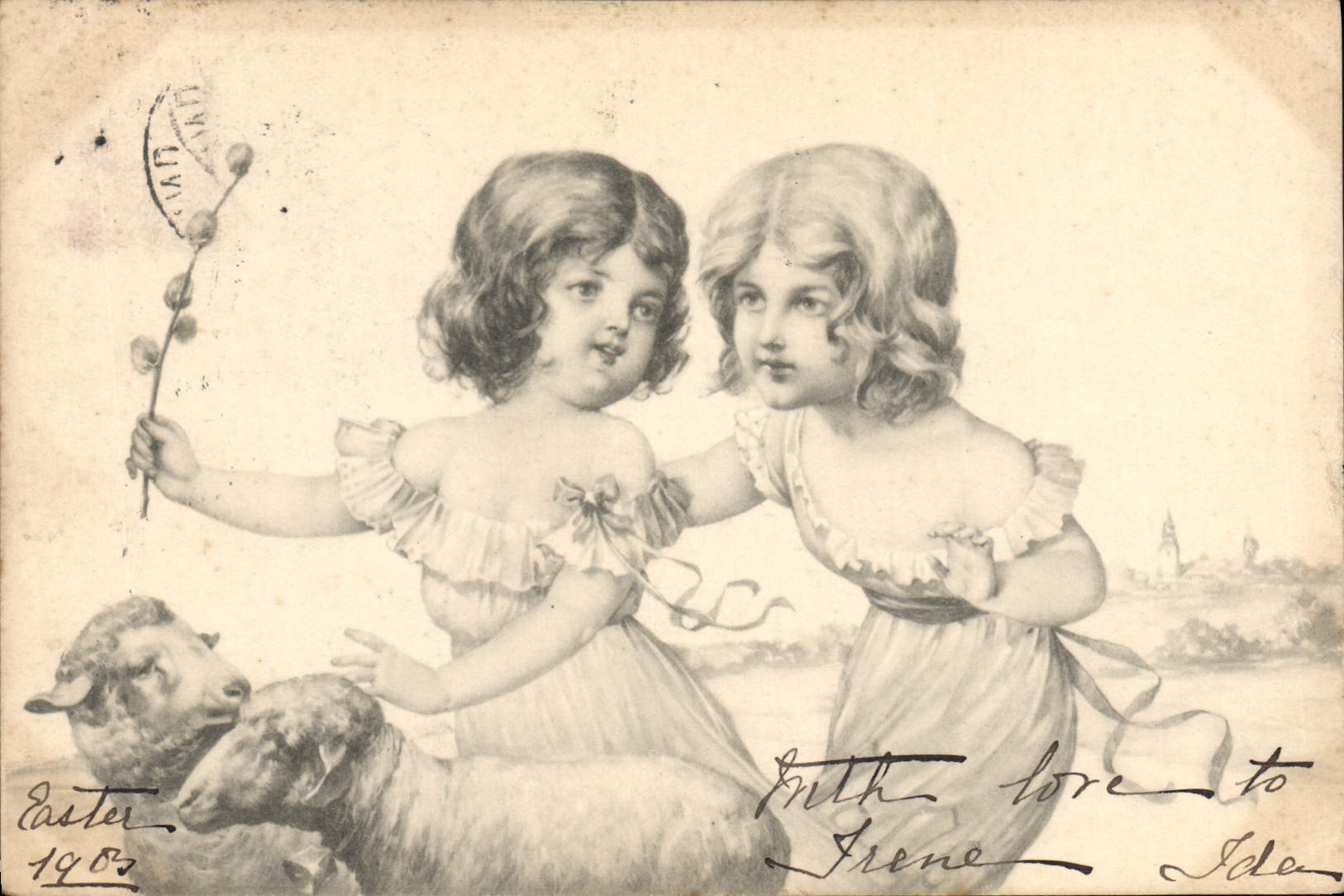 CPA Fantaisie Enfants Agneaux 