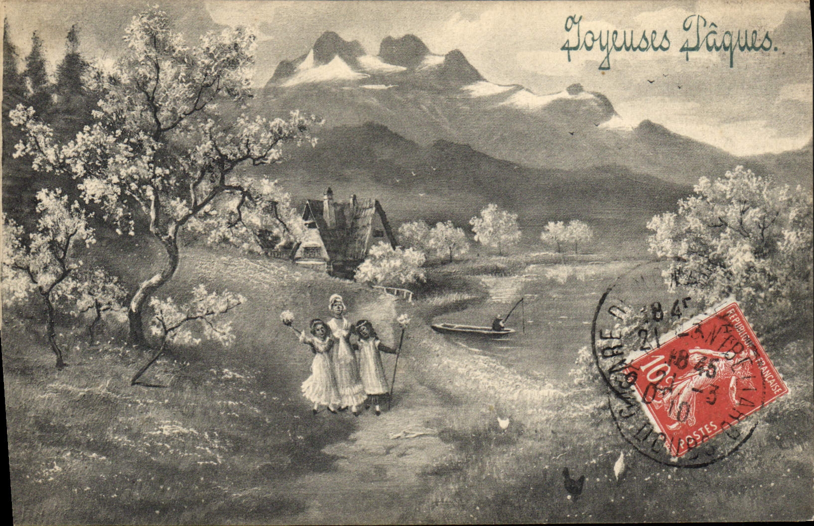 CPA Fantaisie Enfants Paques 