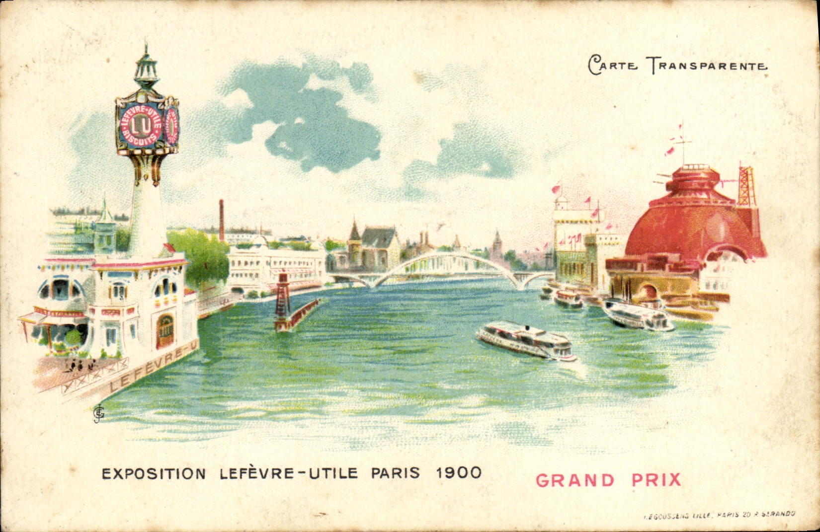 CPA Carte transparente Paris Exposition Lefevre Utile Paris 1900 Grand Prix Bateaux