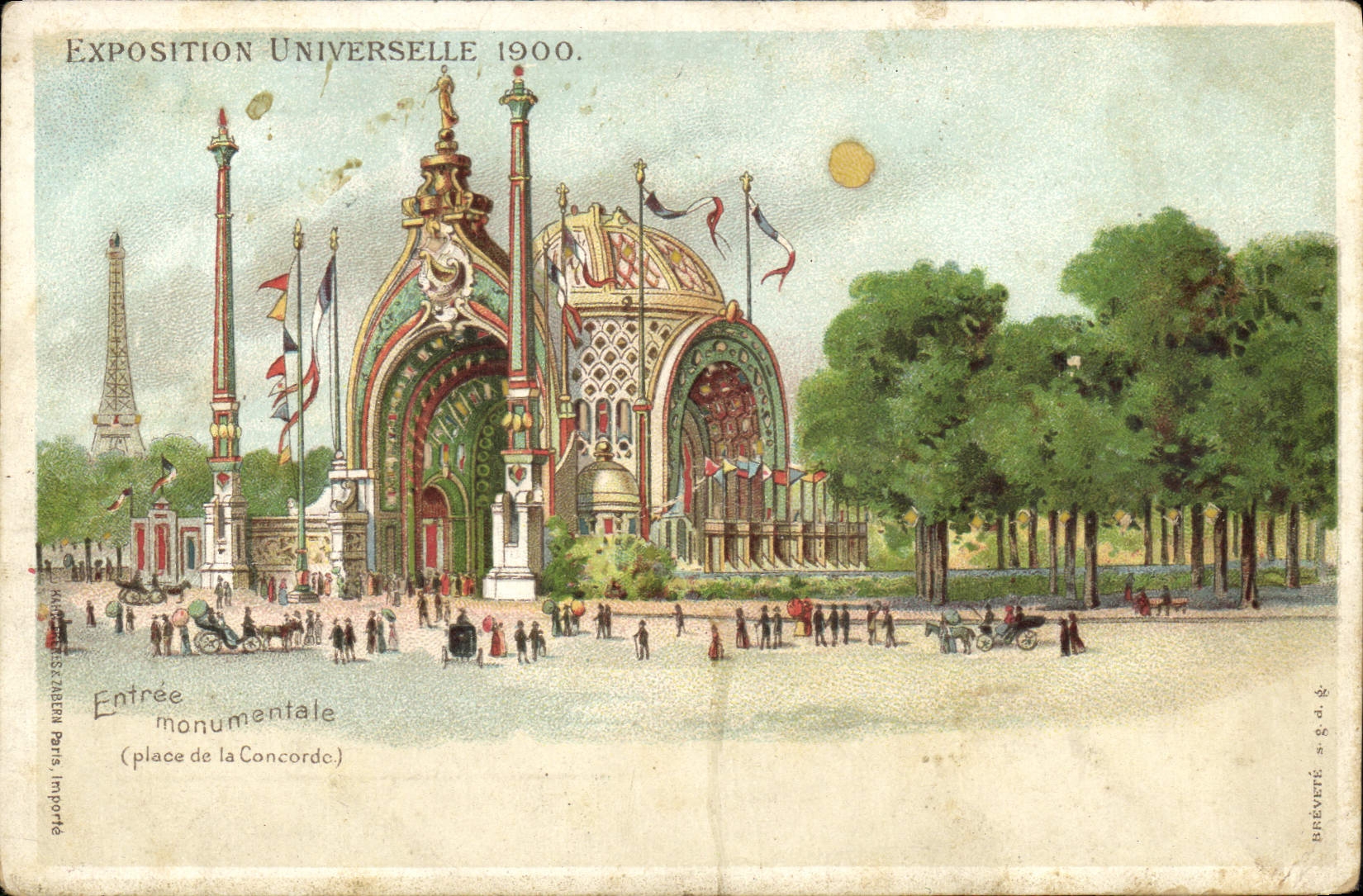 CPA Carte transparente Paris Exposition Universelle 1900 Entree monumentale Place de la Concorde