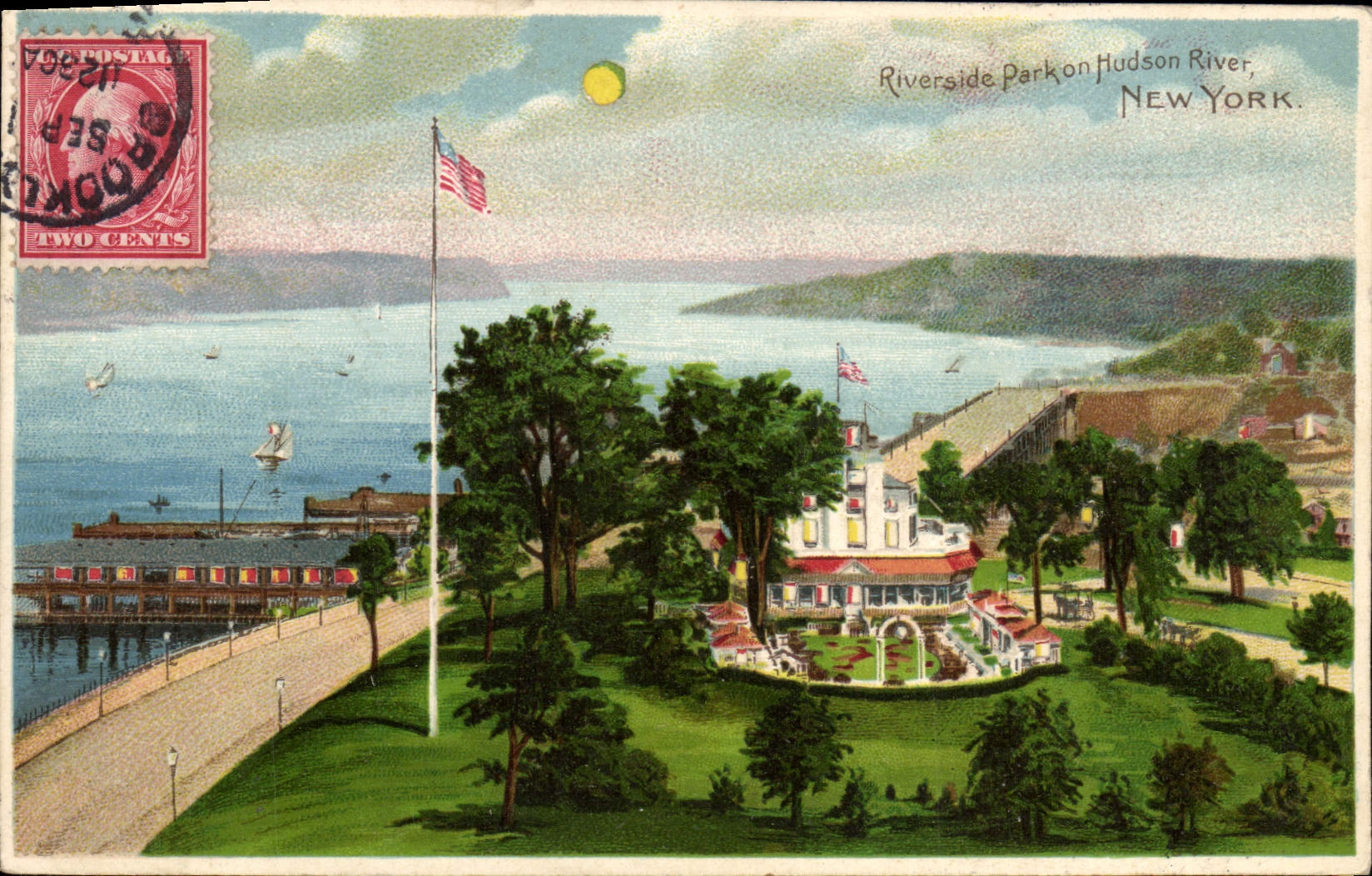 CPA Carte transparente Riverside Park on Hudson River New York 