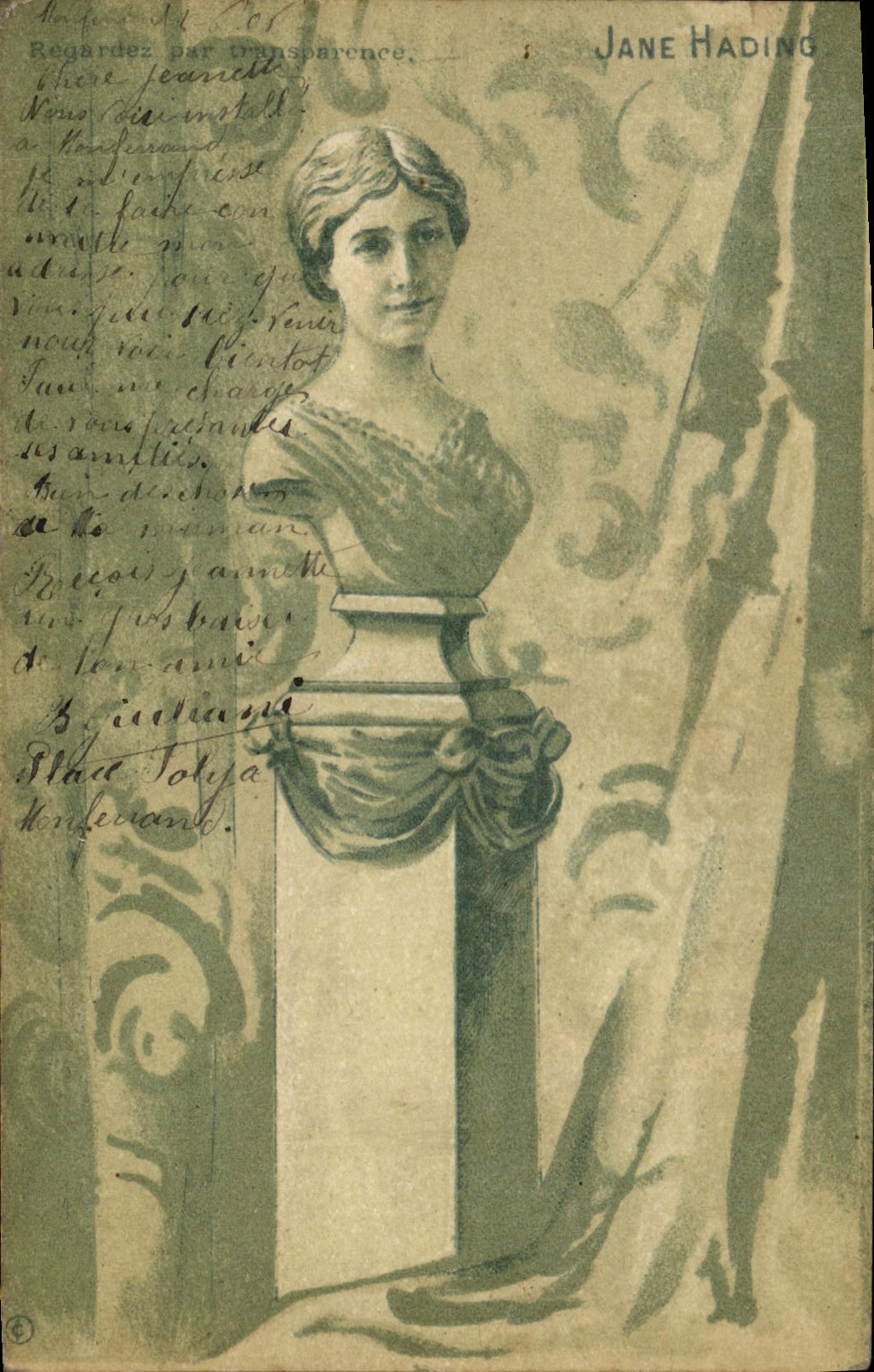 CPA Carte transparente Jane Hading