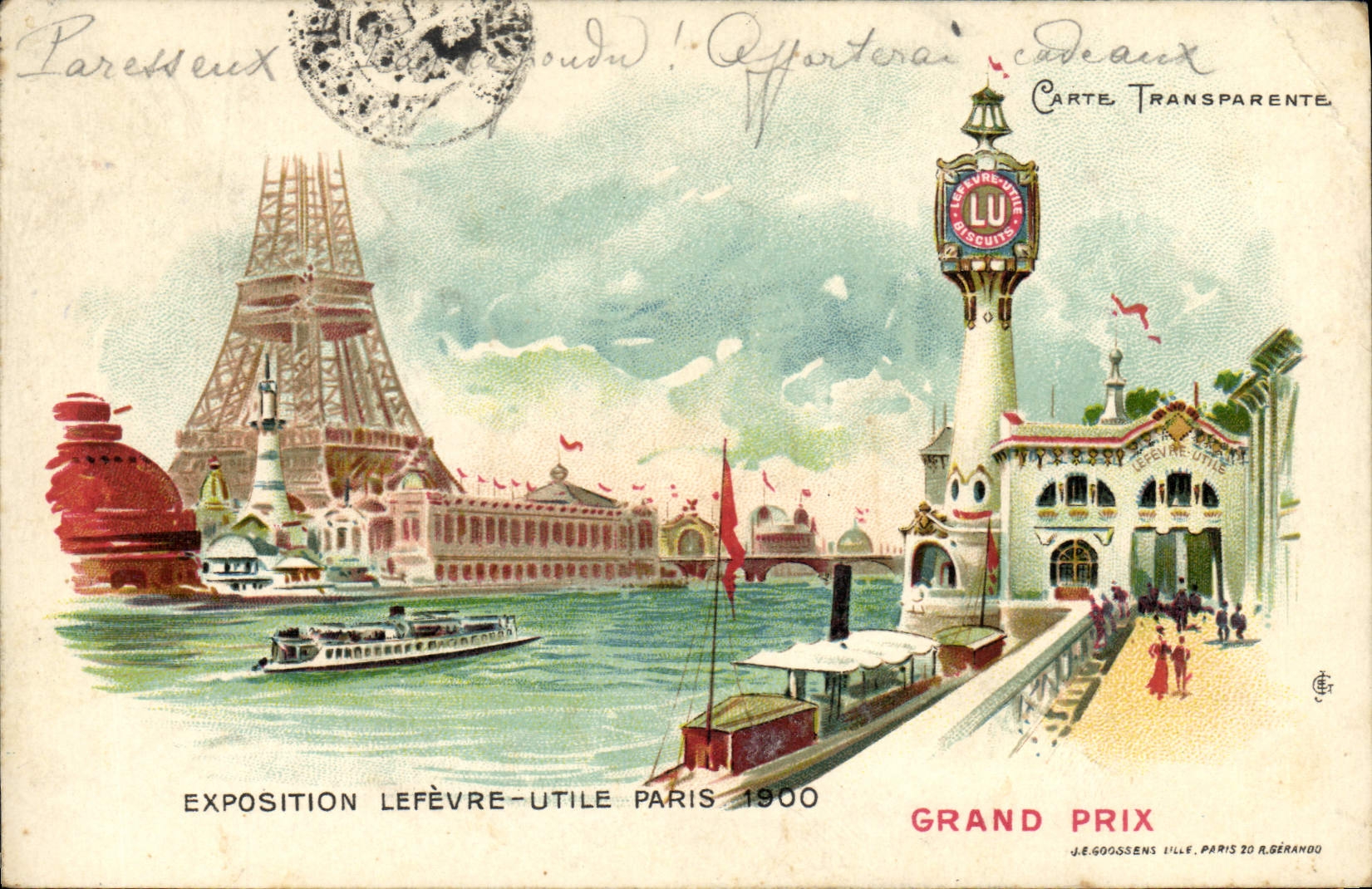 CPA Carte transparente Paris Exposition Lefevre Utile Paris 1900 Grand Prix Tour Eiffel