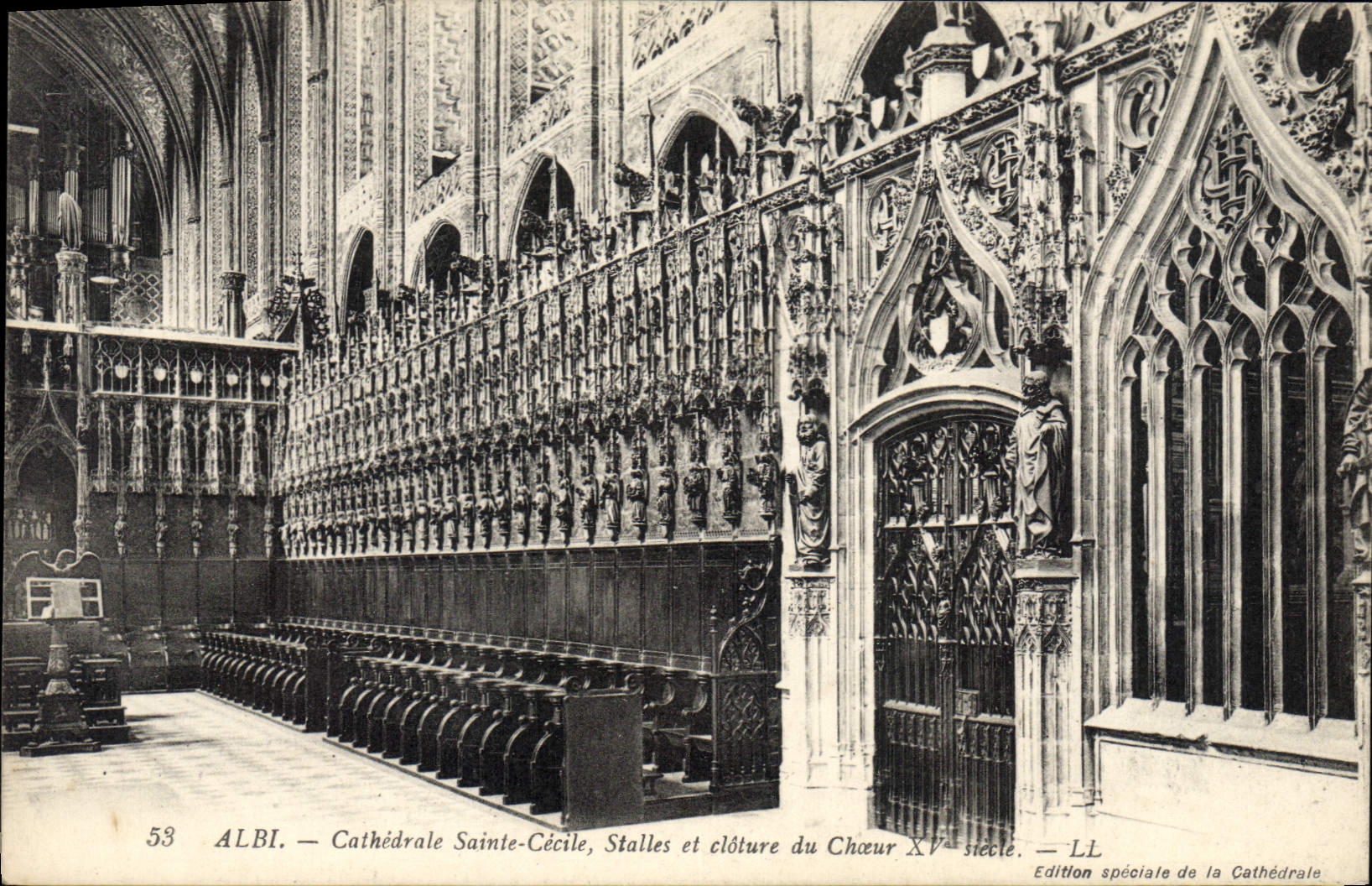 Postal Órgano Albi Catedral Santo Cecilia Paradas krj'sjmoy y cierre del coro