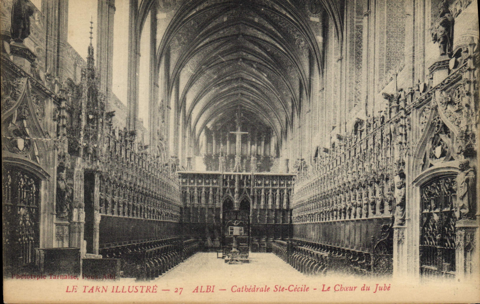 Postal Órgano Albi Catedral Ste Cecilia el coro de la galería entre el coro y el trascoro