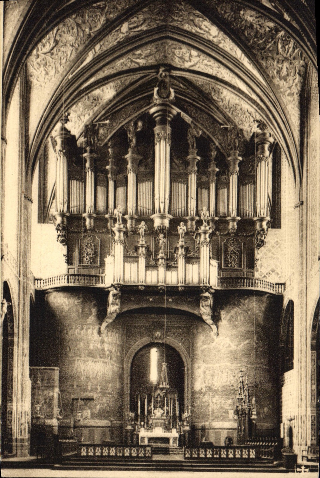 Postal Órgano Catedral de Albi el altar parroquial el gran órgano