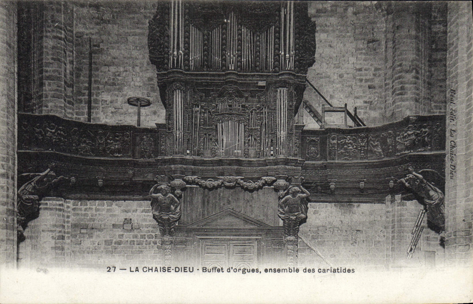 Postal Órgano la Silla Dios Aparador de órganos juntos de las cariátides