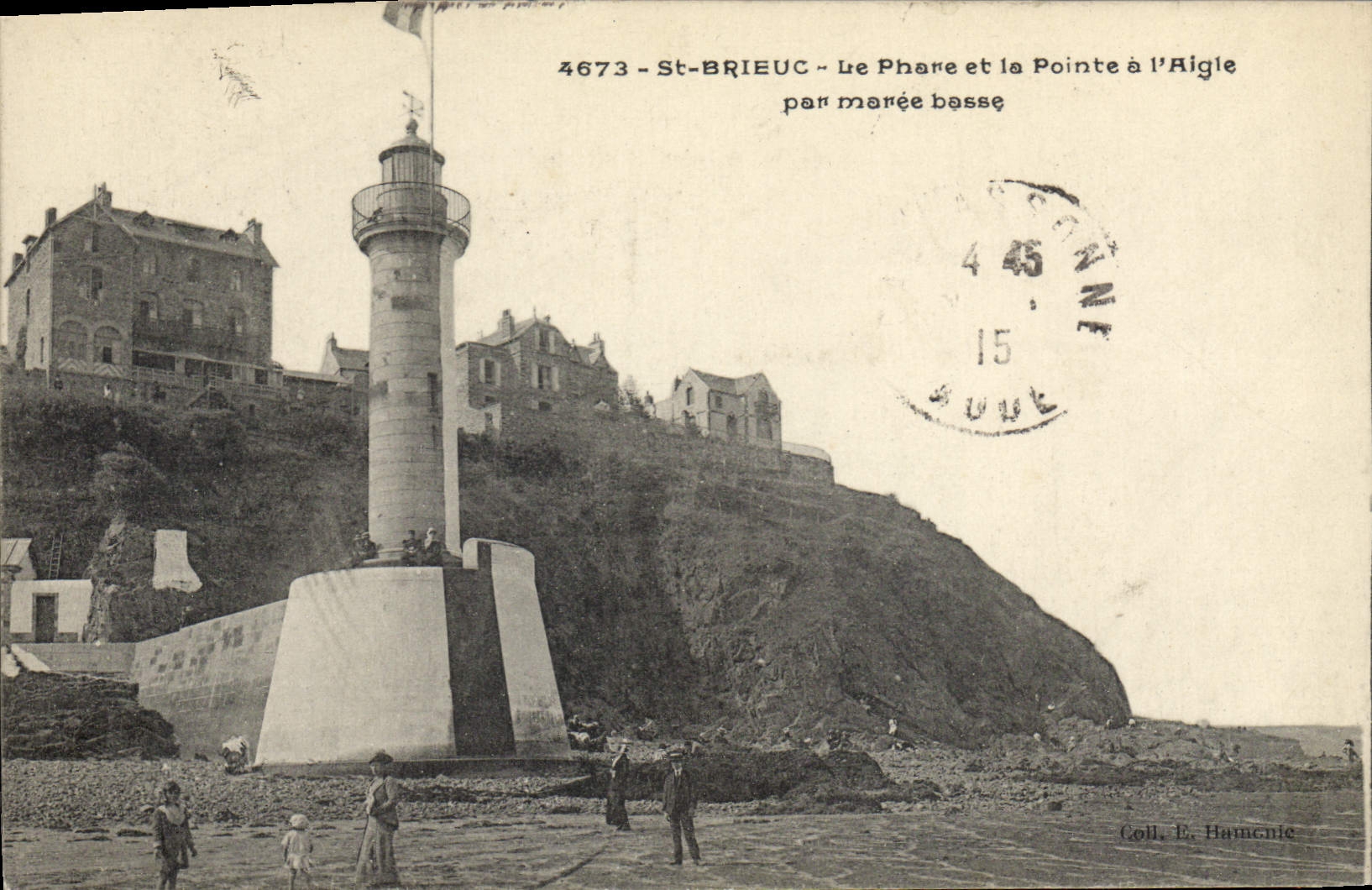 CPA St Brieux Le Phare et la pointe a l'aigle par maree basse