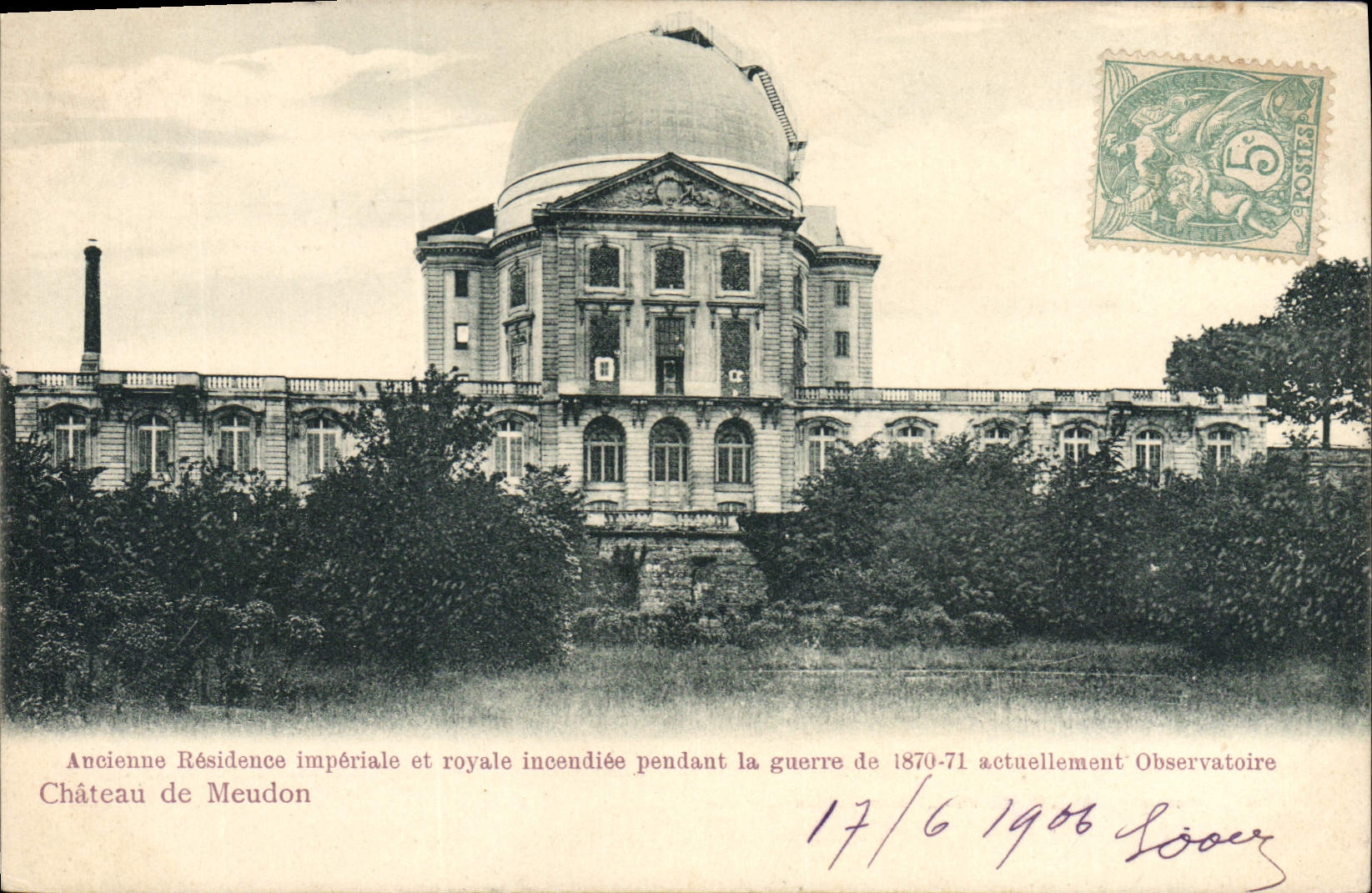 CPA Militaria Chateau de Meudon Ancienne residence imperiale et royale incendiee pendant la guerre Observatoire
