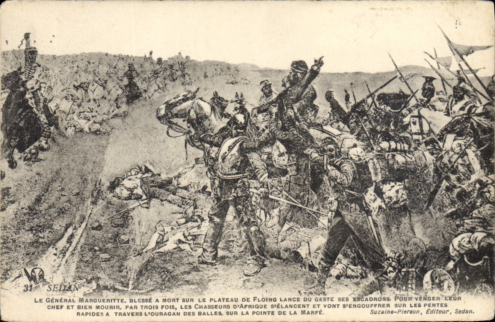 CPA Militaria Sedan Le general Marguerite lance du geste ses escadrons