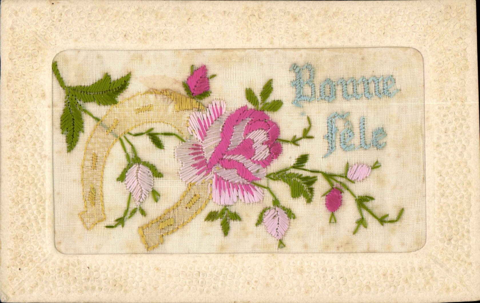 CPA Fantaisie Tissee Fer a cheval