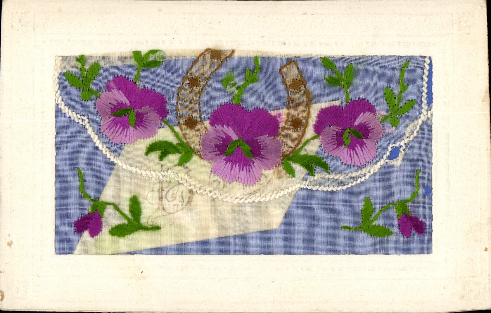 CPA Fantaisie Tissee Fer a cheval