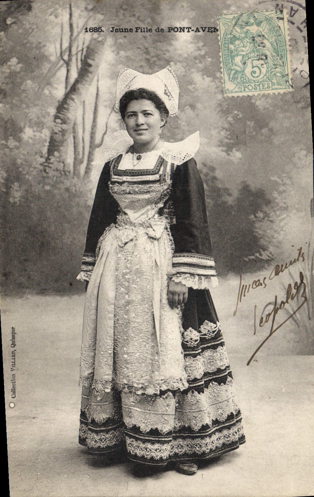 Vintage Postcard Folklore Young girl of Bridge Swallow-hole