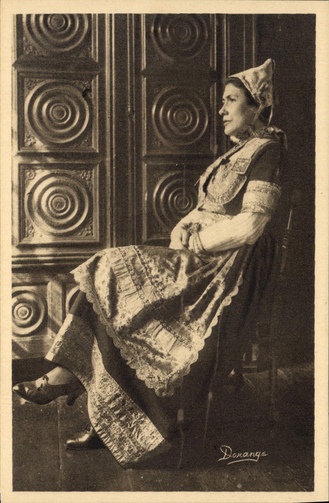 Vintage Postcard Locronan Folklore Married Breton Marriage