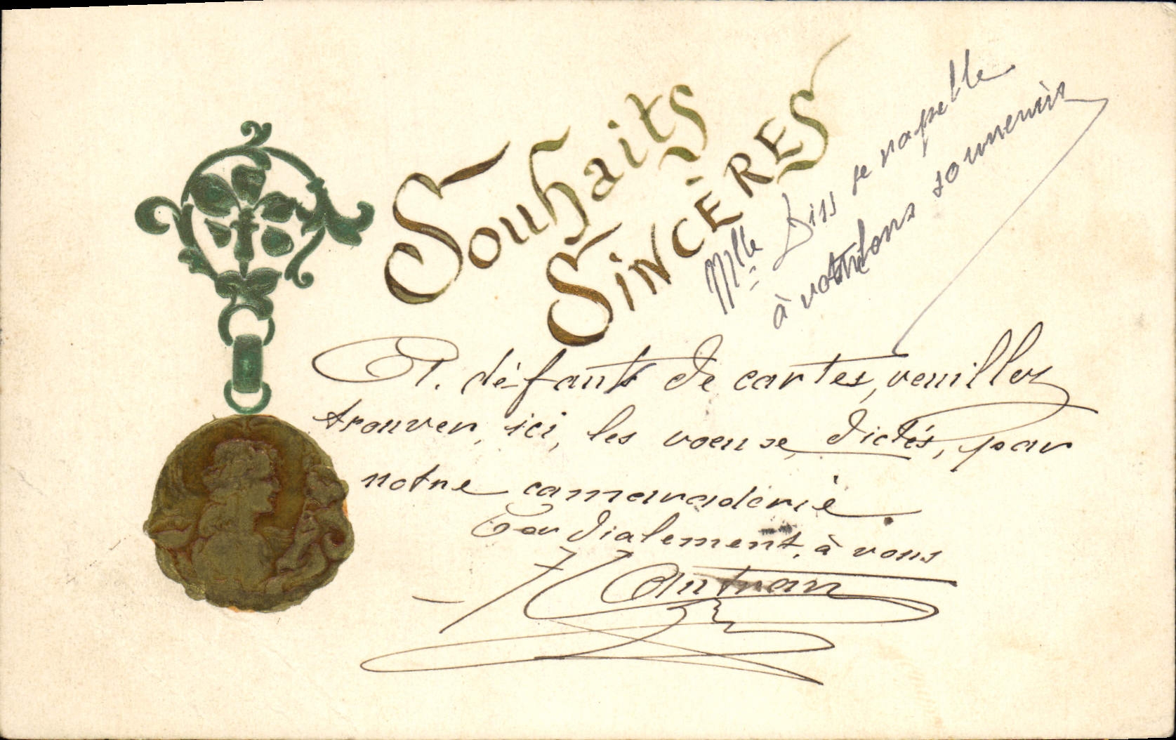 CPA Fantaisie Medaillon Femme