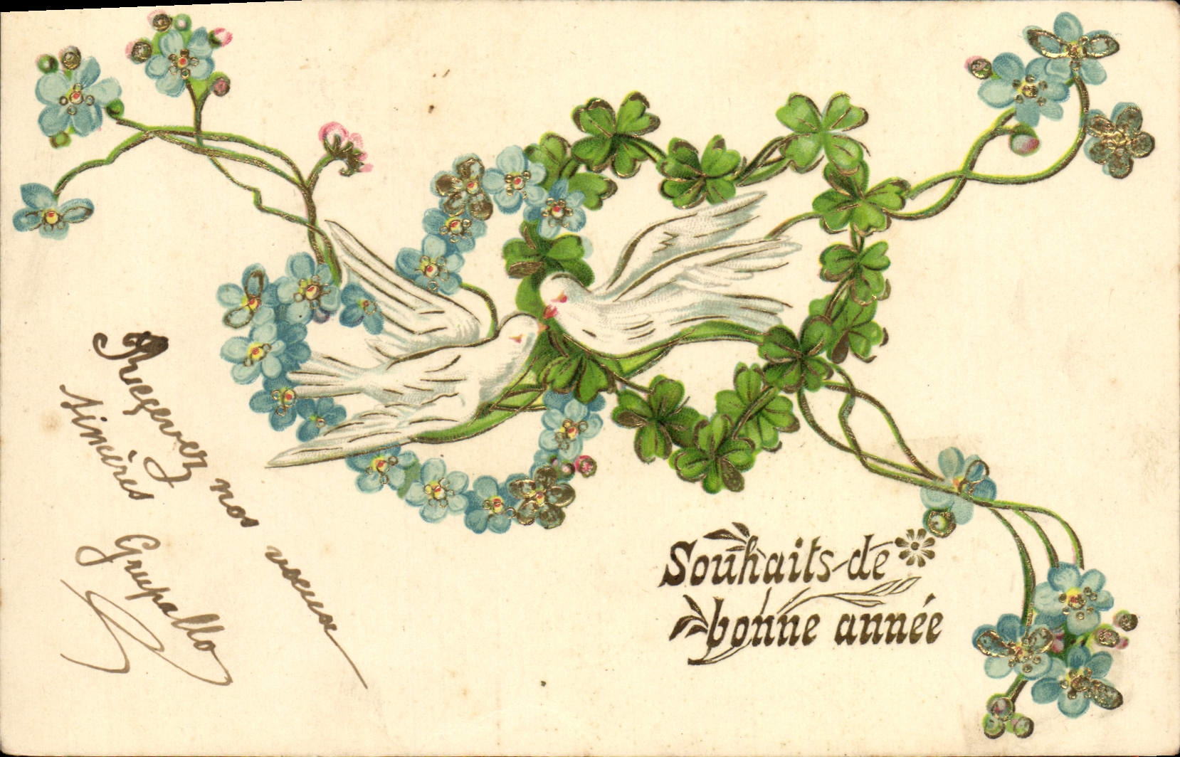 CPA Fantaisie Fleurs Colombes Coeur