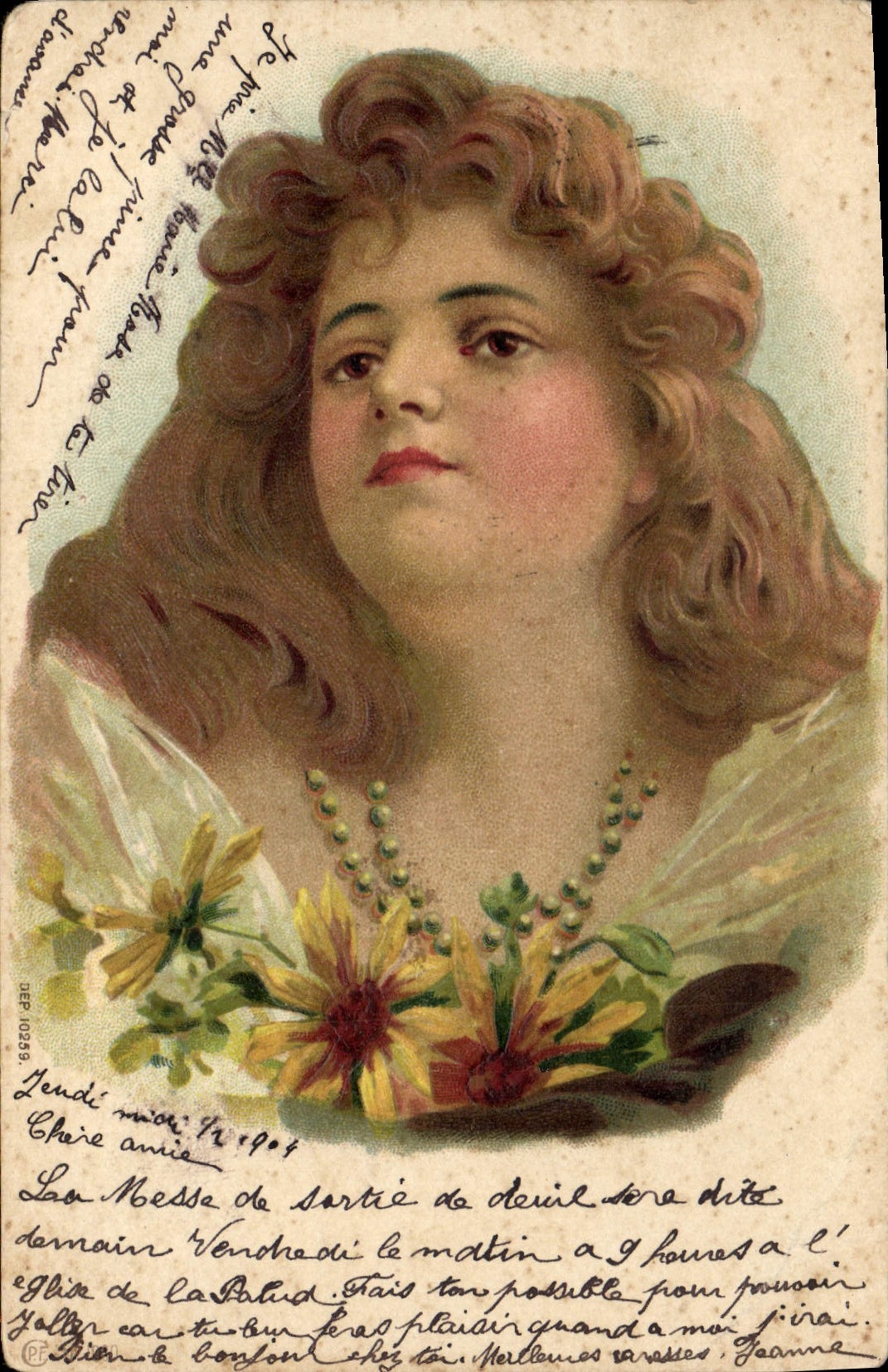 CPA Fantaisie Fleurs Femme