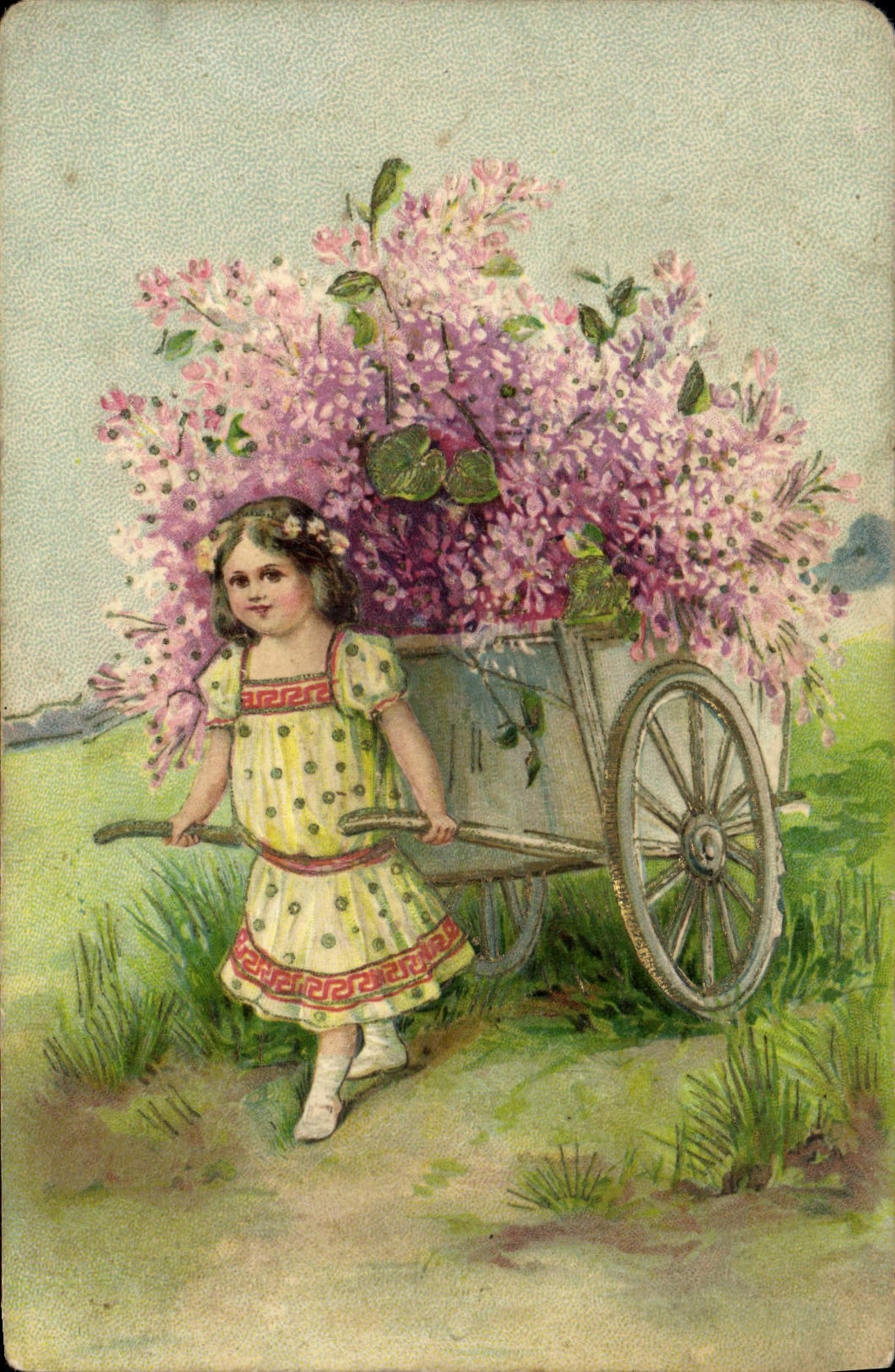 CPA Fantaisie Fleurs Enfant