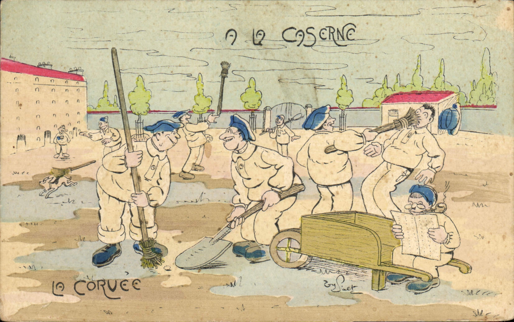 Vintage Postcard Carts Militaria With the barracks the drudgery