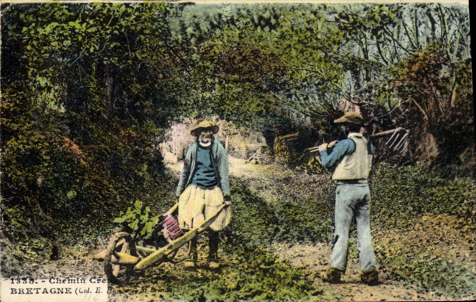Vintage Postcard Carts Brittany Folklore