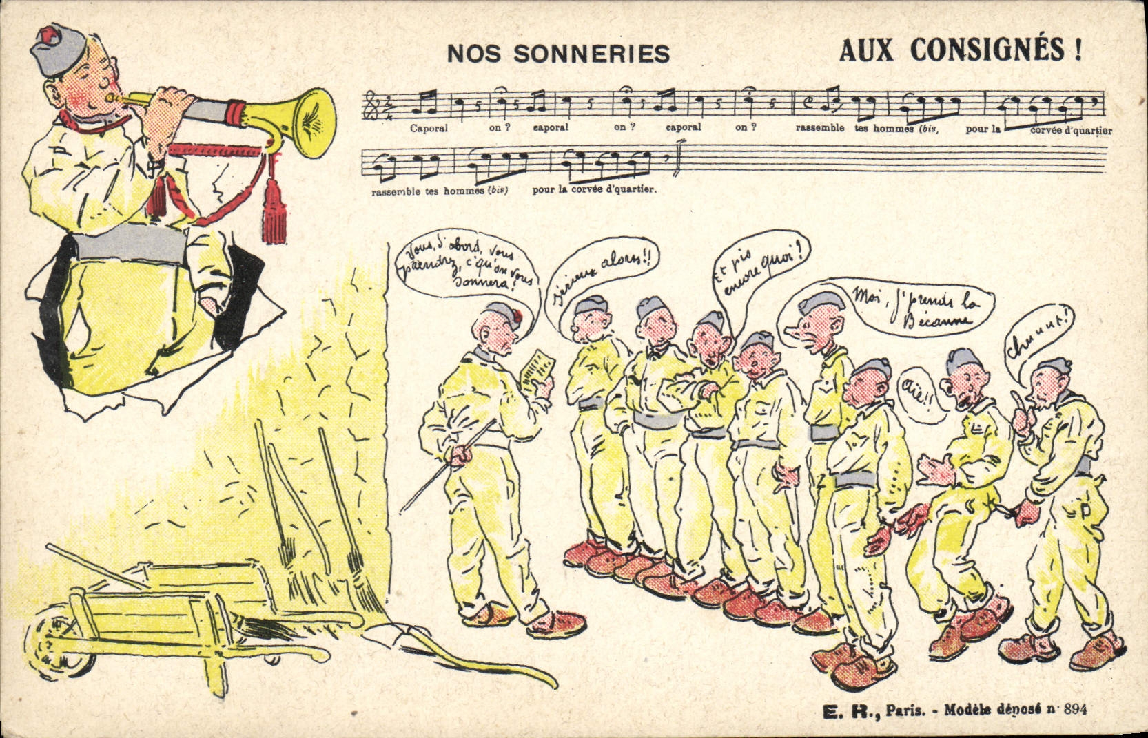 Vintage Postcard Carts Militaria Our ringings With the Trompette instructions