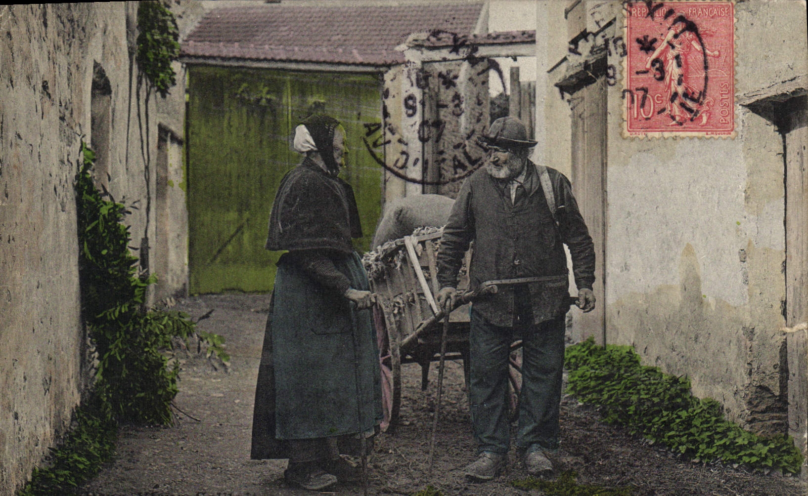 CPA Brouette Folklore Deux vieux solitaires