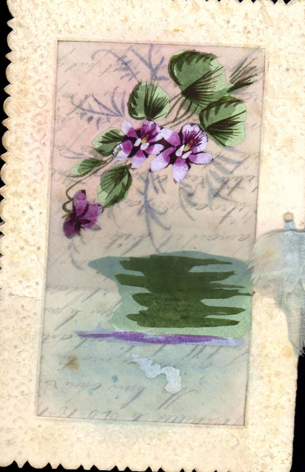 Vintage Postcard Fantasy Flowers (drawing has the hand)