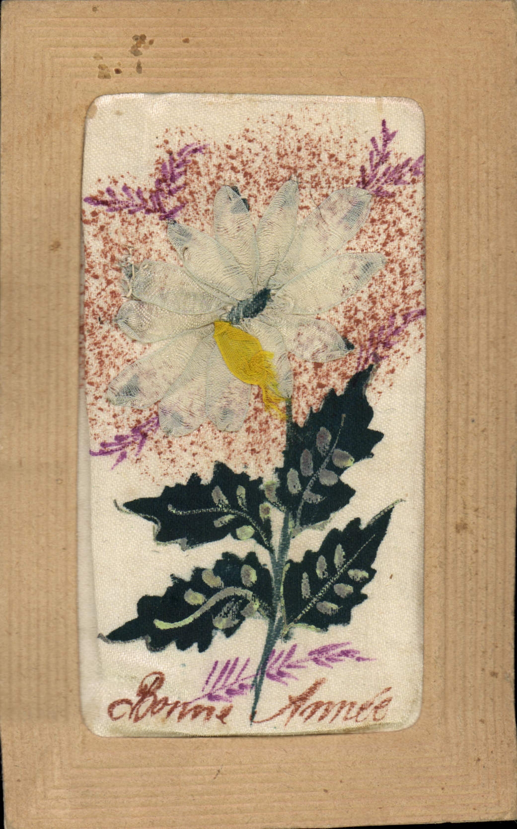 Vintage Postcard Fantasy Flowers (drawing has the hand on fabric)