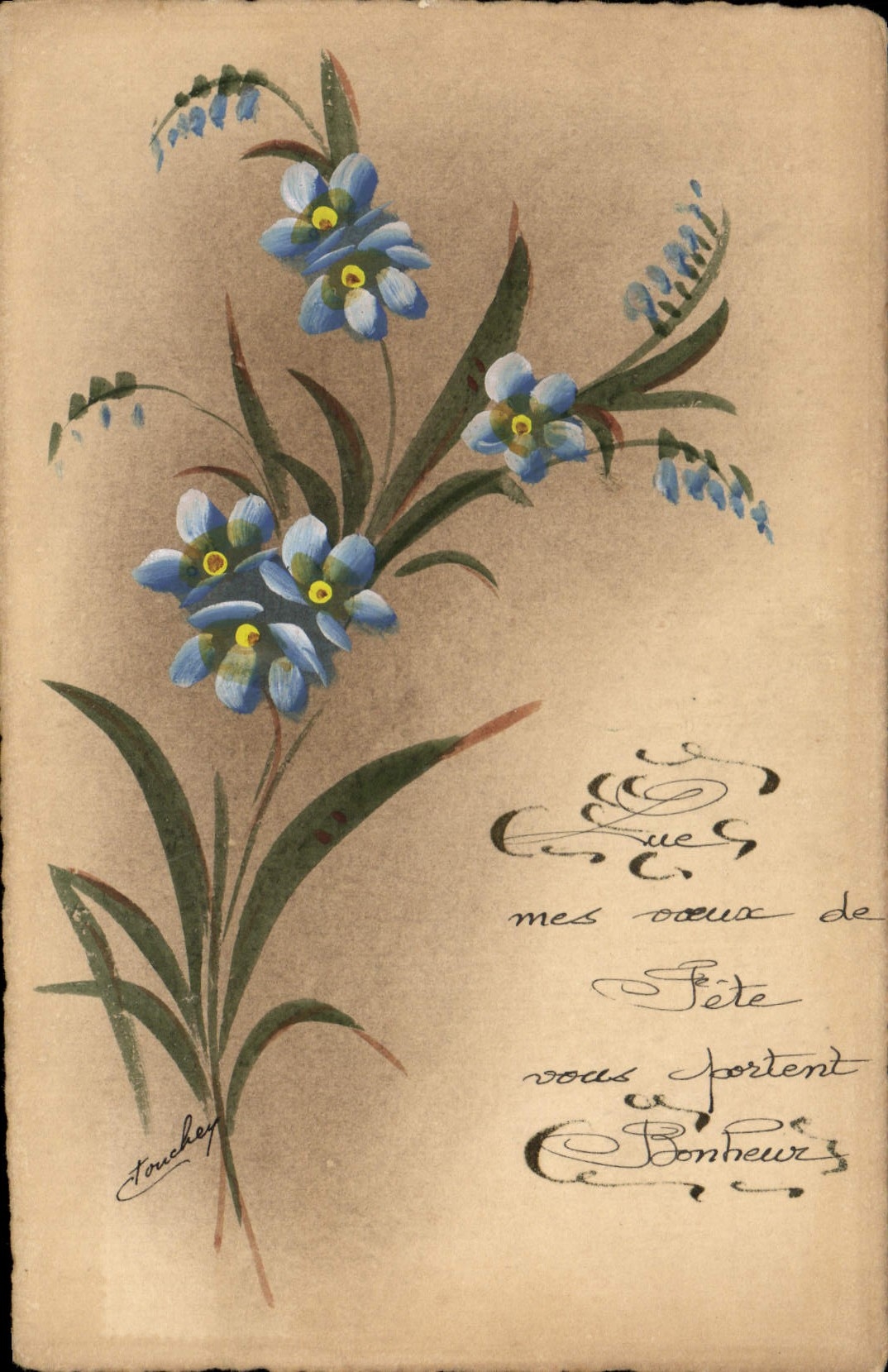 CPA Fantaisie Fleurs (dessin a la main)