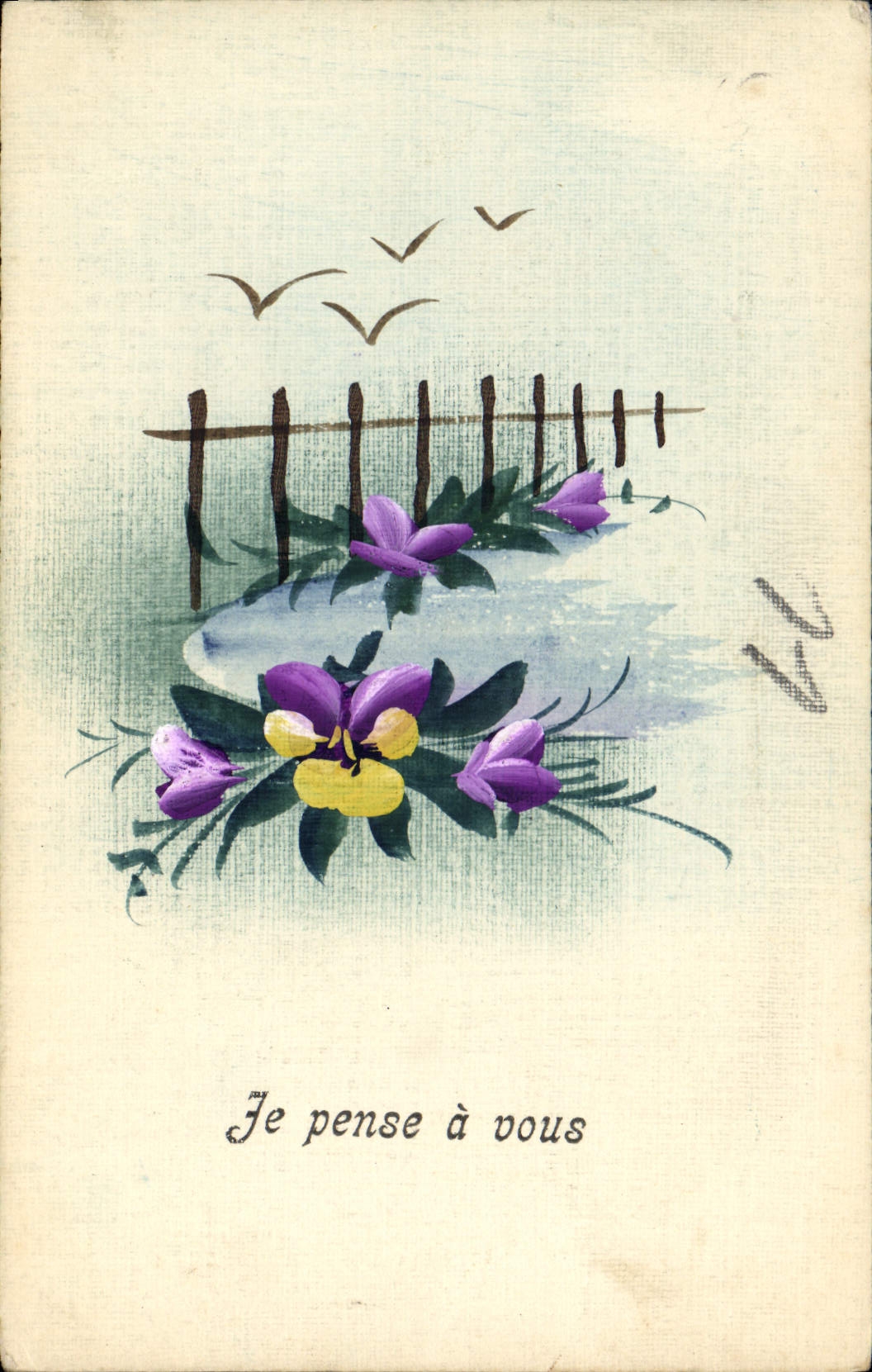 CPA Fantaisie Fleurs (dessin a la main)