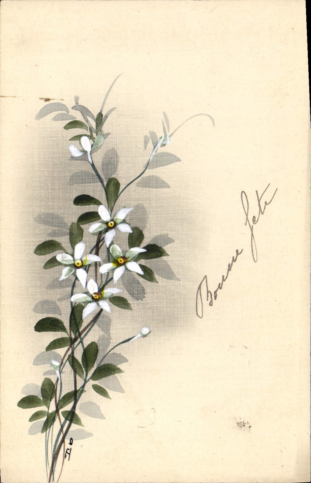 CPA Fantaisie Fleurs (dessin a la main)