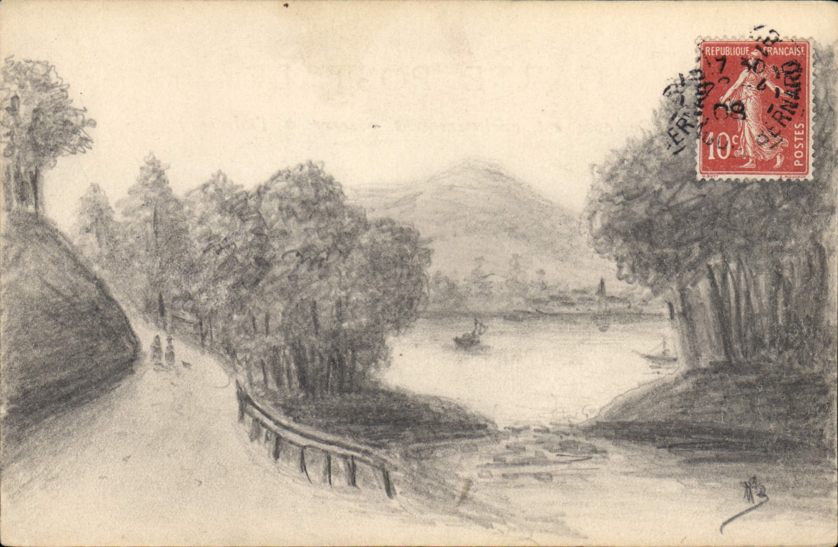 CPA Fantaisie Paysage (dessin a la main) 