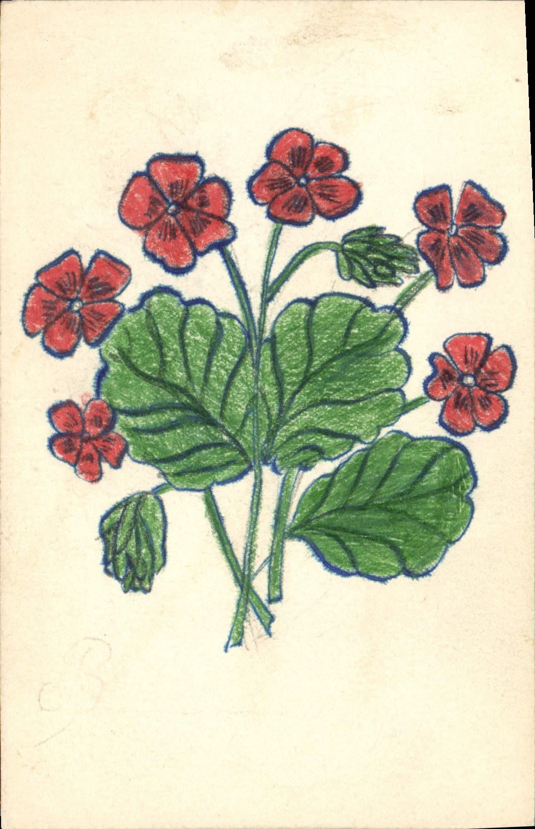 CPA Fantaisie Fleurs (dessin a la main)