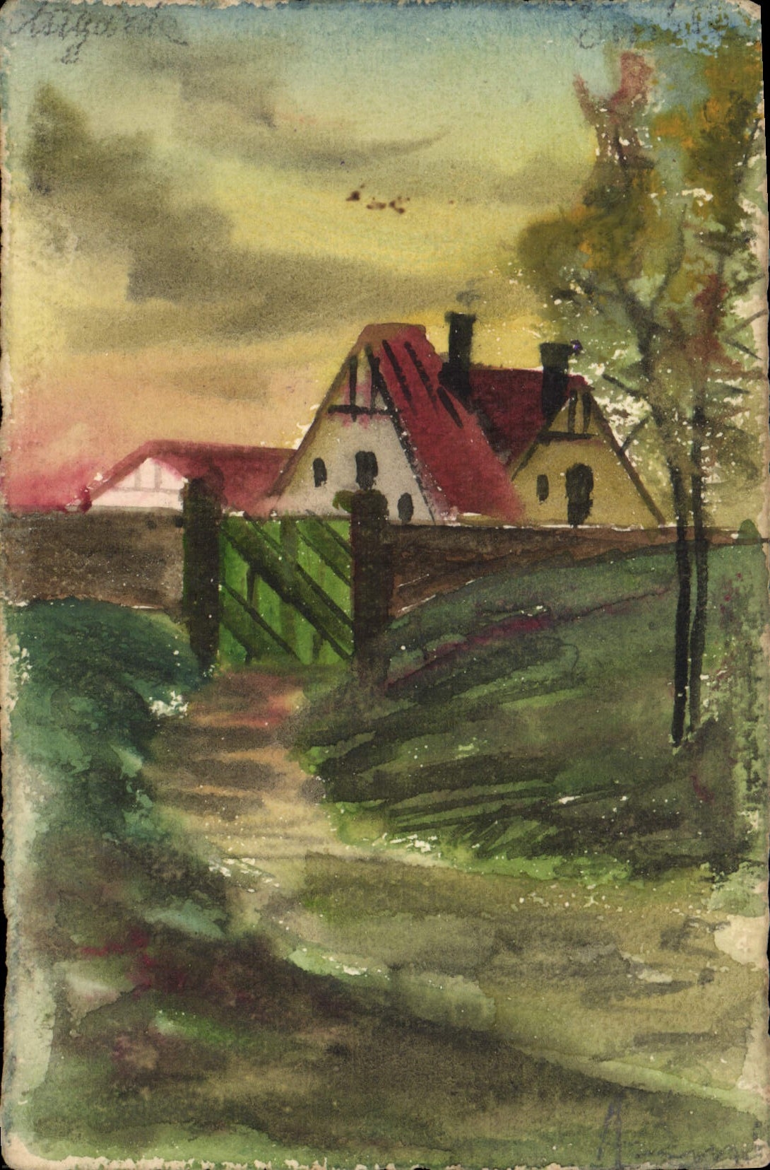 CPA Fantaisie Paysage Maison (dessin a la main) 