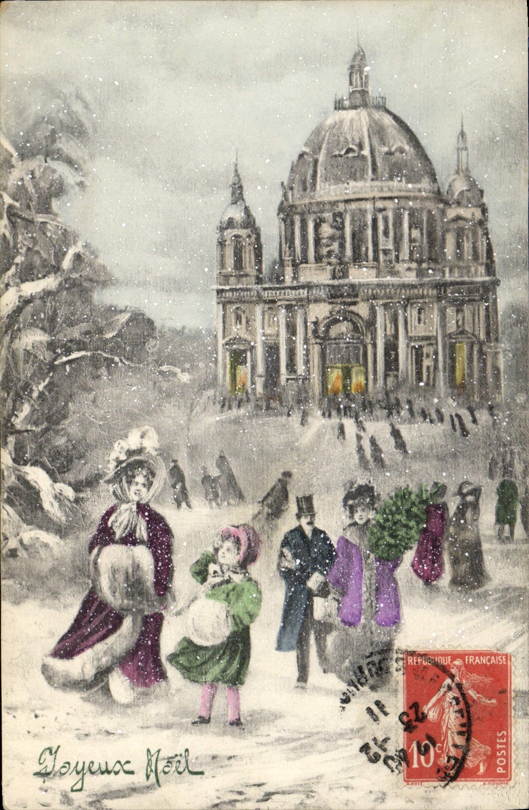 Vintage Postcard Fantasy Woman Christmas