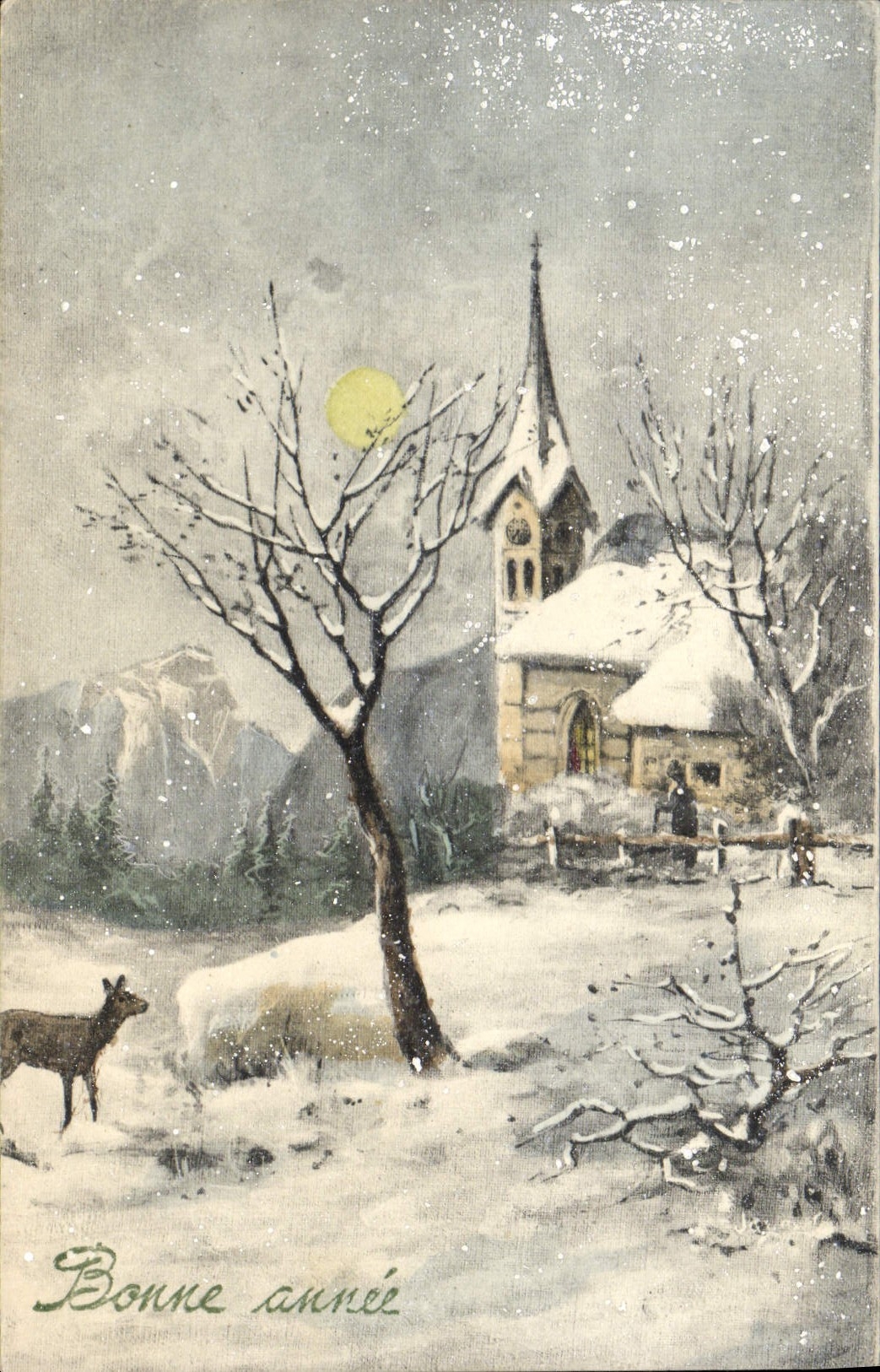 CPA Fantaisie Bonne annee Biche 