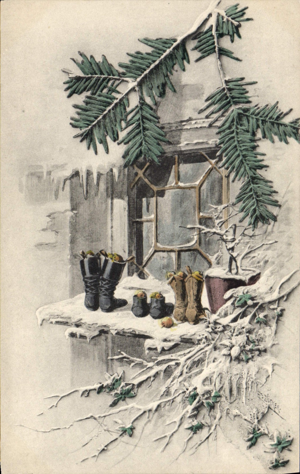 CPA Fantaisie Bottes 