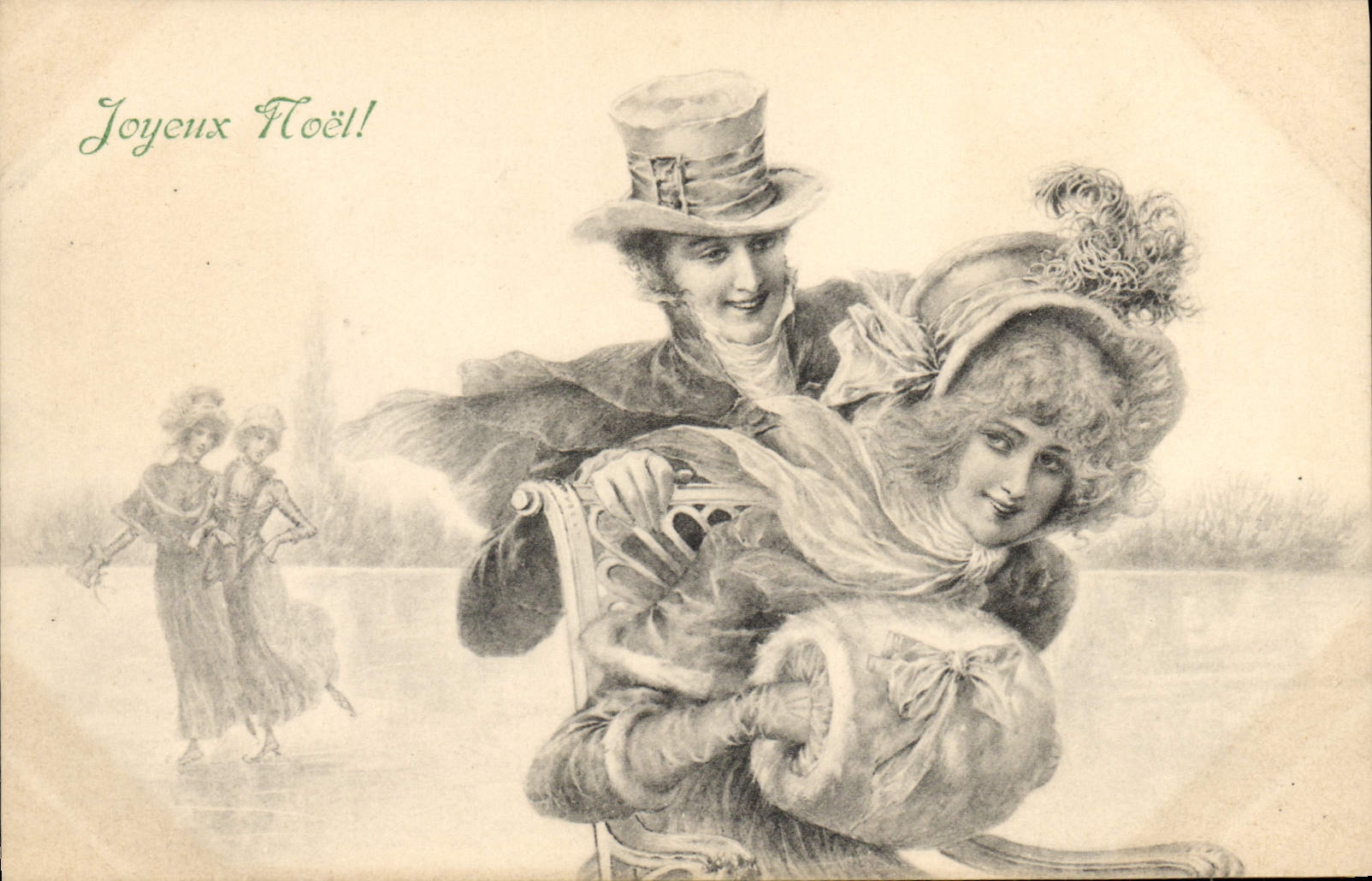 Vintage Postcard Fantasy Women Christmas
