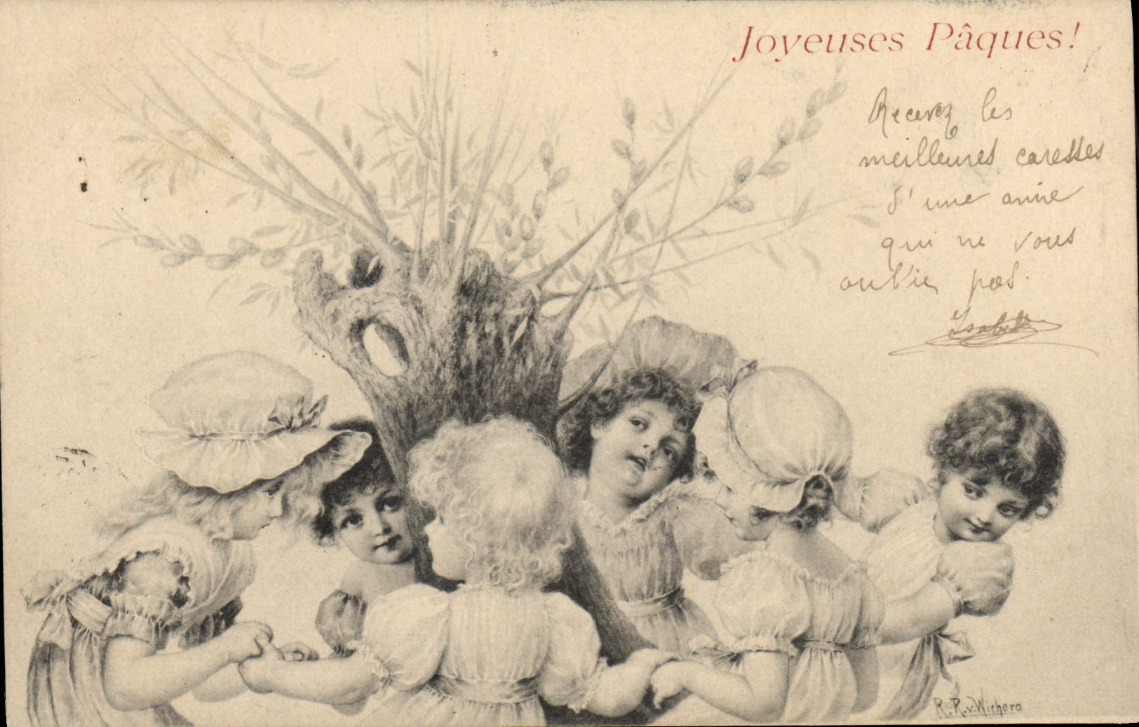 CPA Fantaisie Enfants Paques