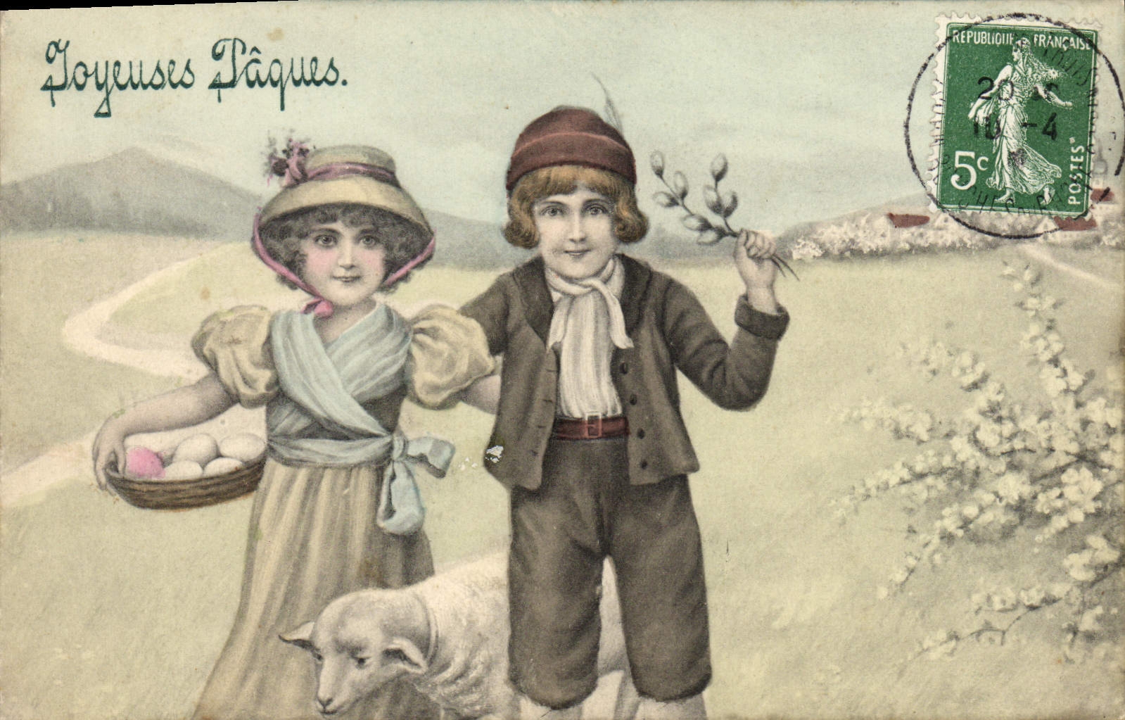 CPA Fantaisie Enfants Paques 