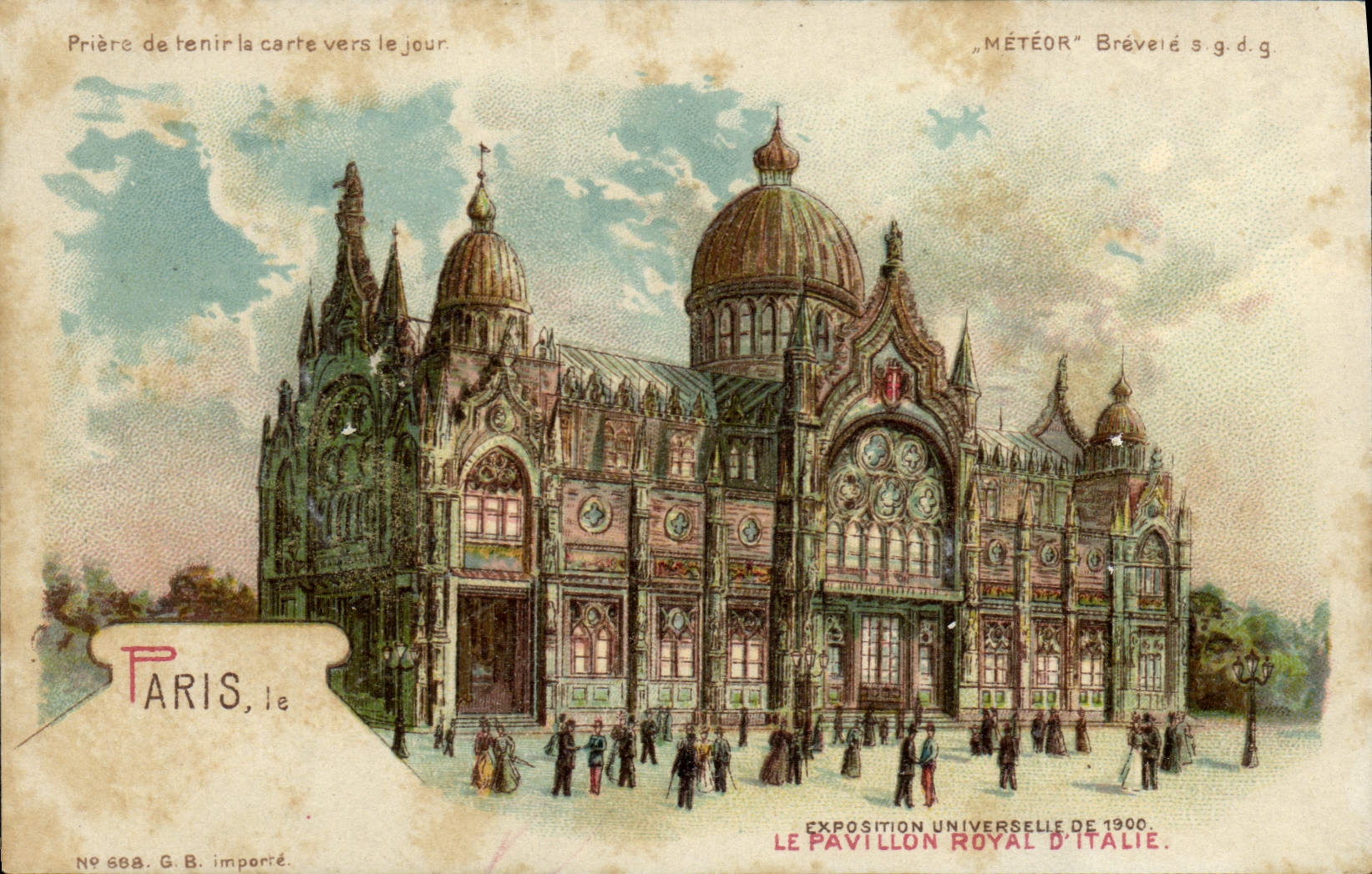 Vintage Postcard transparent Chart Paris World Fair 1900 the Royal house of Italy